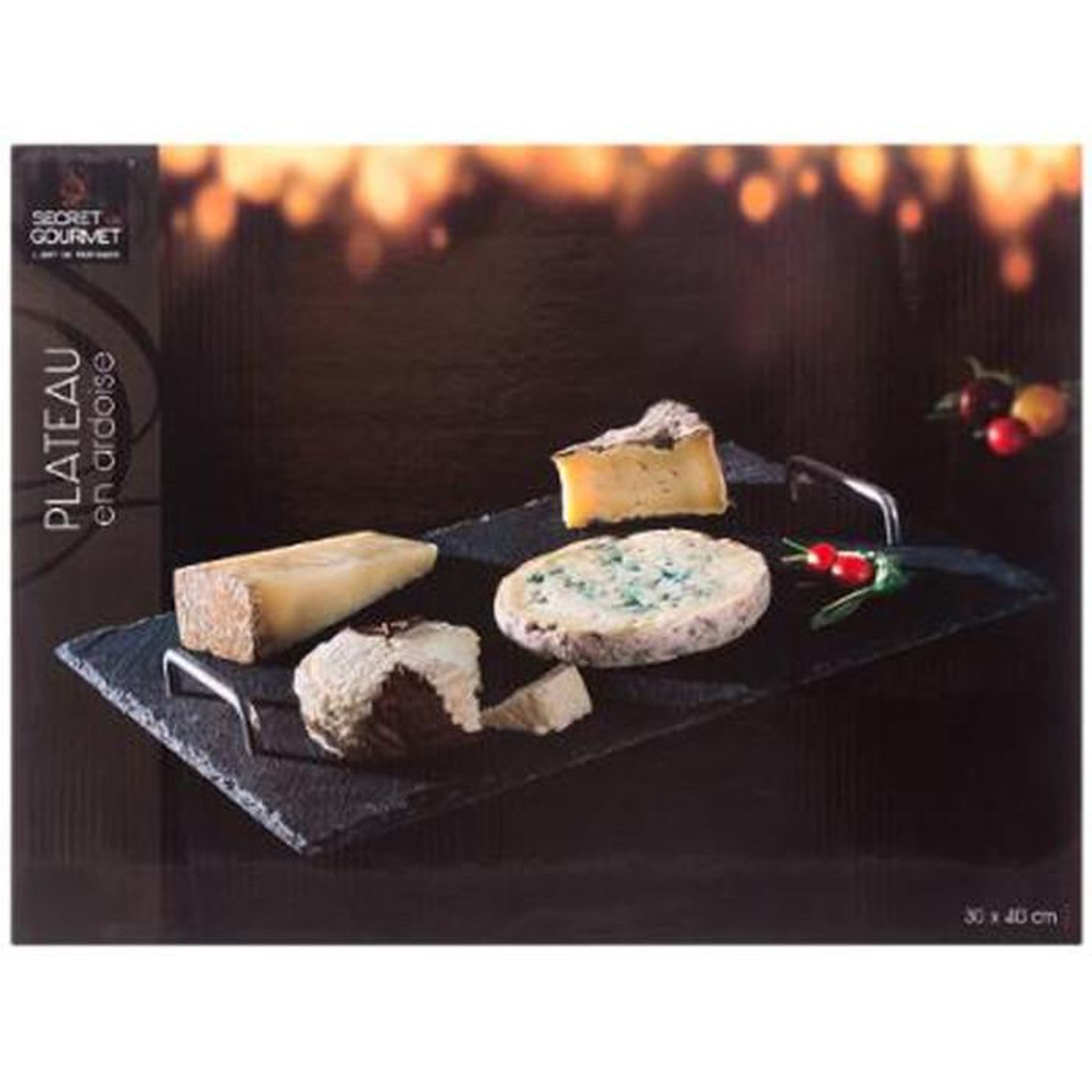 Voir la diapositive 4 : SECRET DE GOURMET Plateau de Présentation  Ardoise  40cm Gris