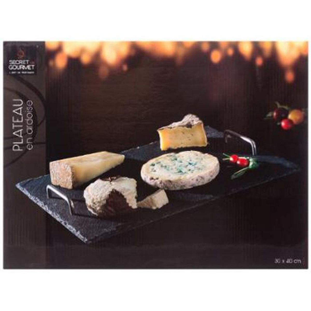 SECRET DE GOURMET Plateau de Présentation  Ardoise  40cm Gris
