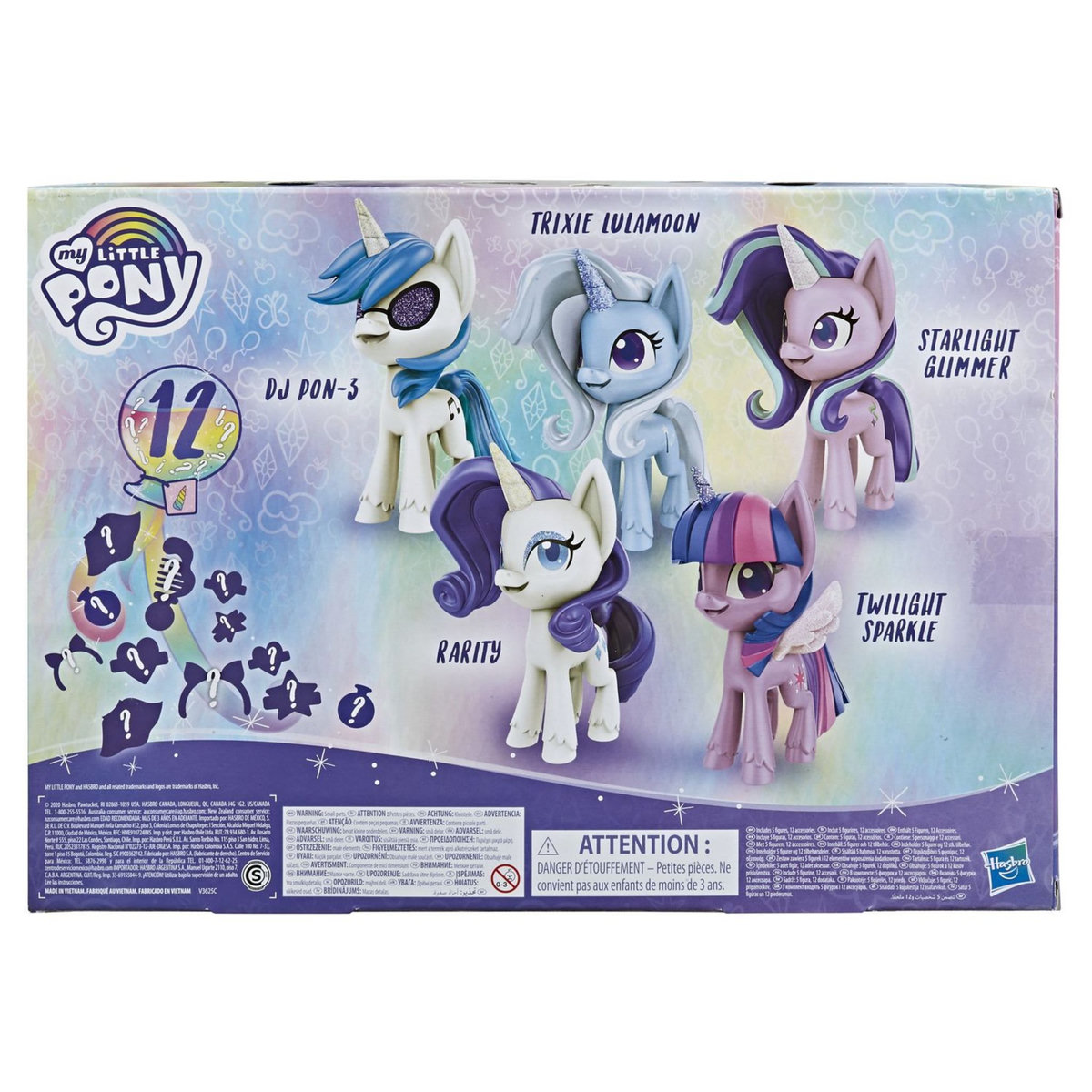 5 figurines licornes étincelantes 7,5 cm My little pony