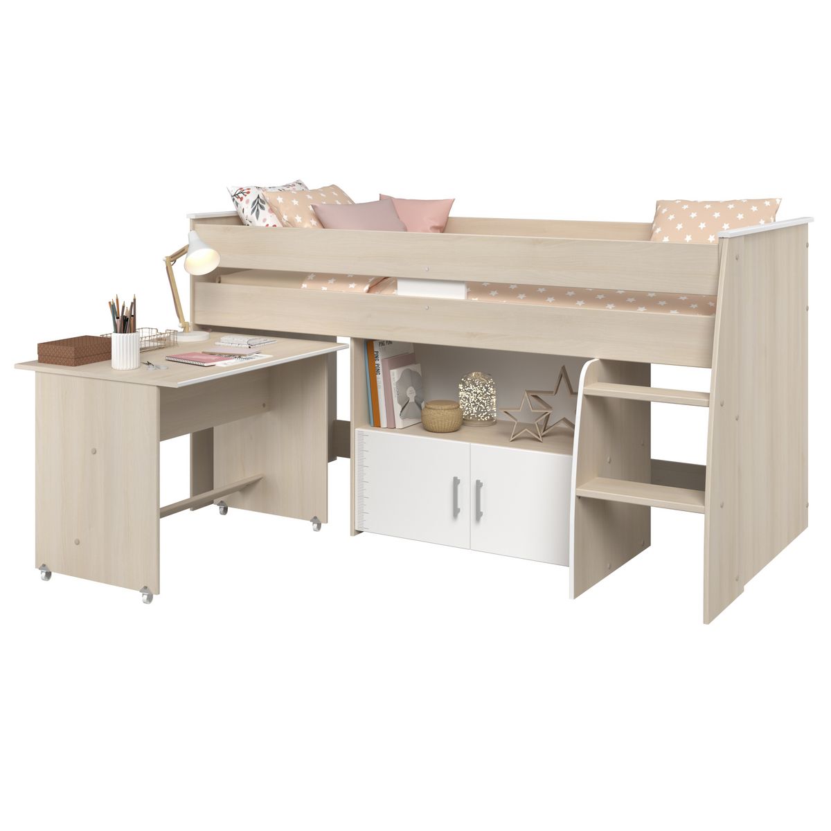 Lit combiné enfant SACHA, avec bureau et rangement