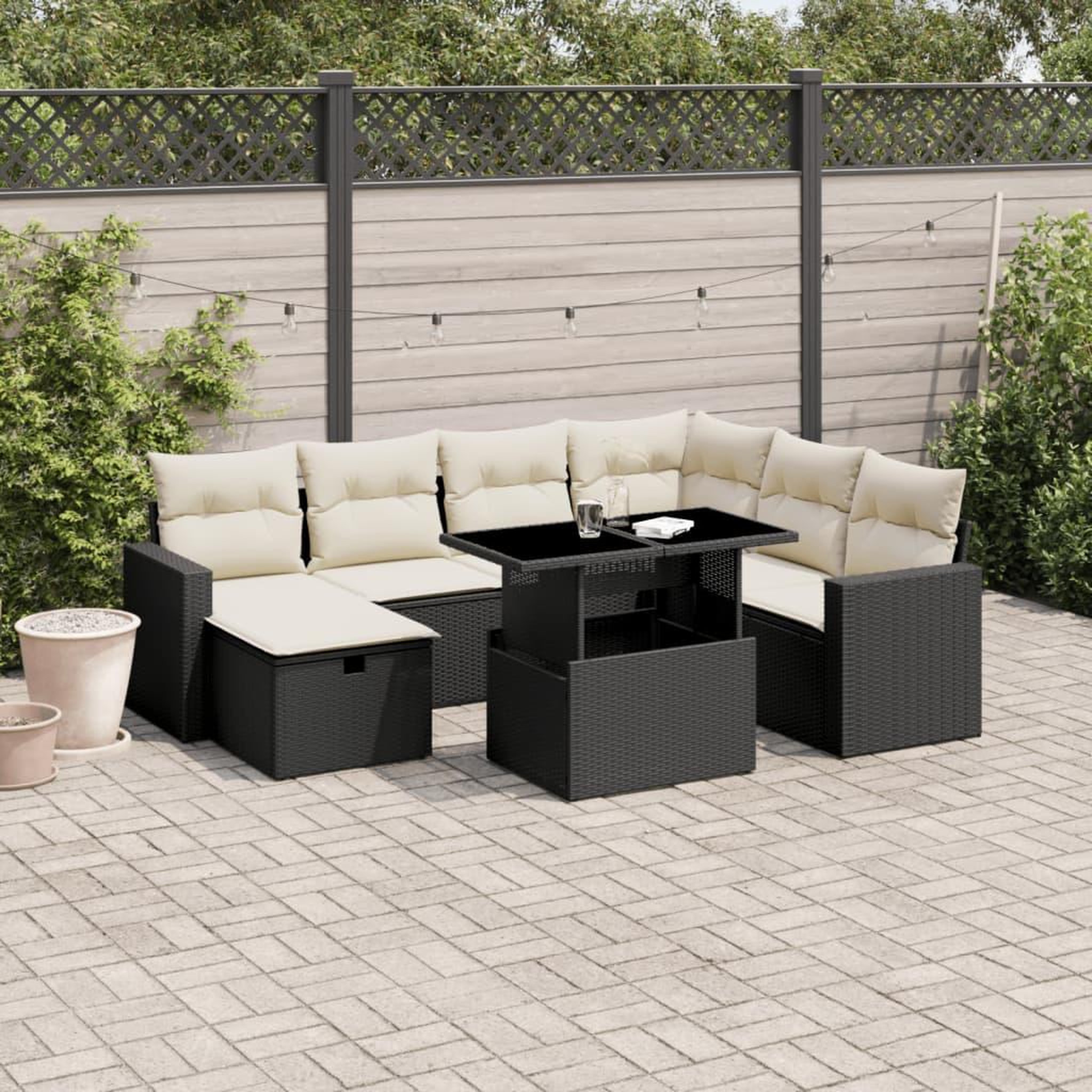 VIDAXL Salon de jardin 8 pcs avec coussins noir resine tressee