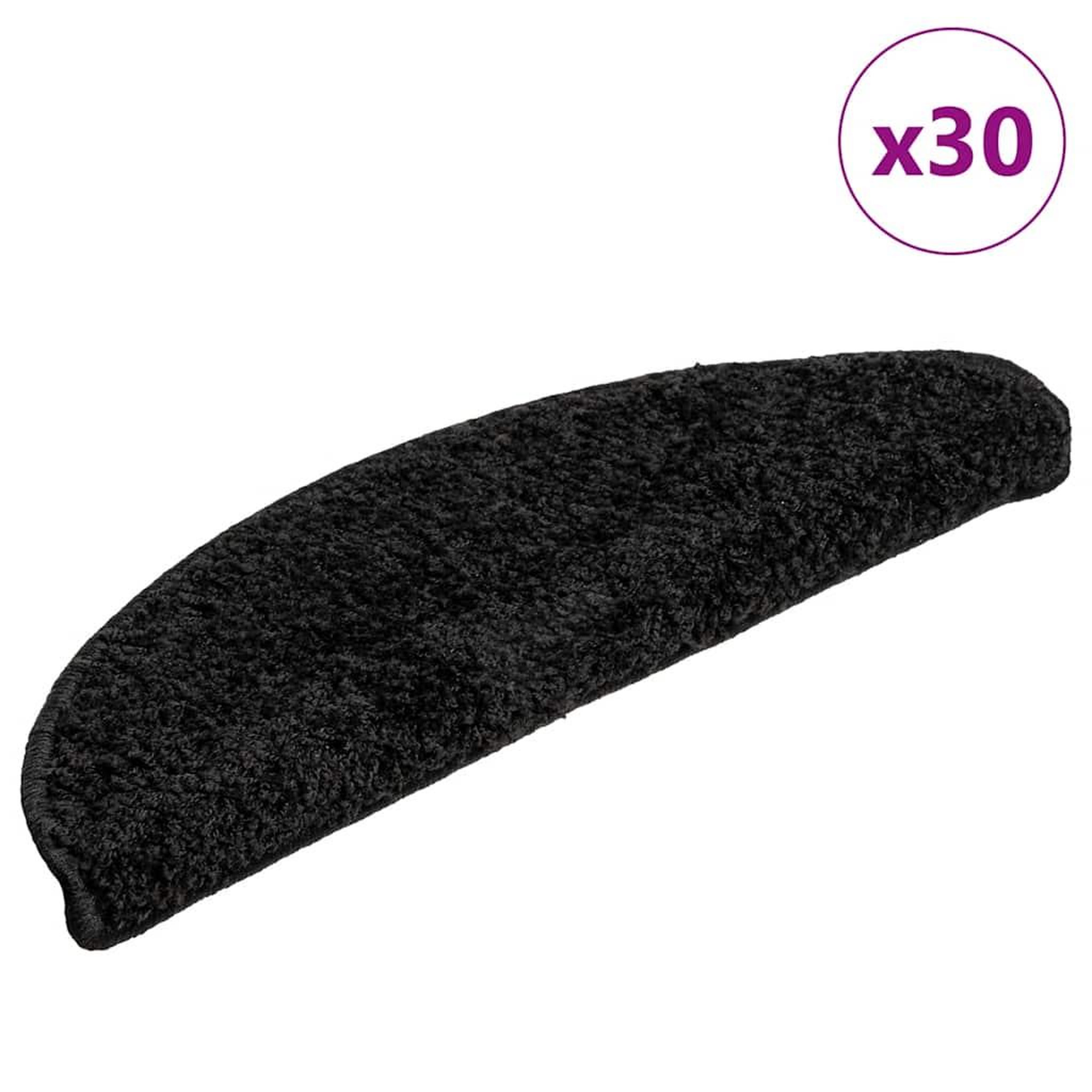 VIDAXL Tapis d'escalier 30 pcs noir 56x17x3 cm