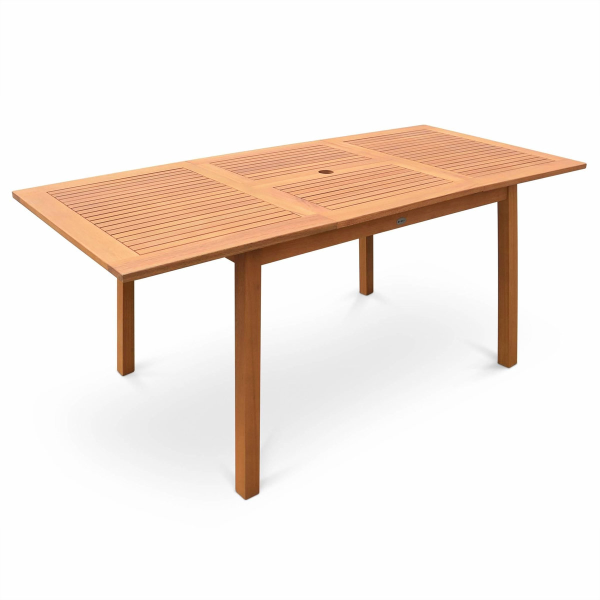 SWEEEK Table de jardin en bois 120-180cm - Almeria - Table rectangulaire avec allonge eucalyptus Intérieur / Extérieur