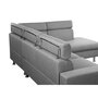 Canapé d'angle 4-5 places fixe avec LED -TOMY- Tissu gris chiné clair - Angle droit