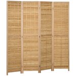HOMCOM Paravent intérieur séparateur de pièce pliable 4 panneaux dim. 160L x 170H cm bois bambou