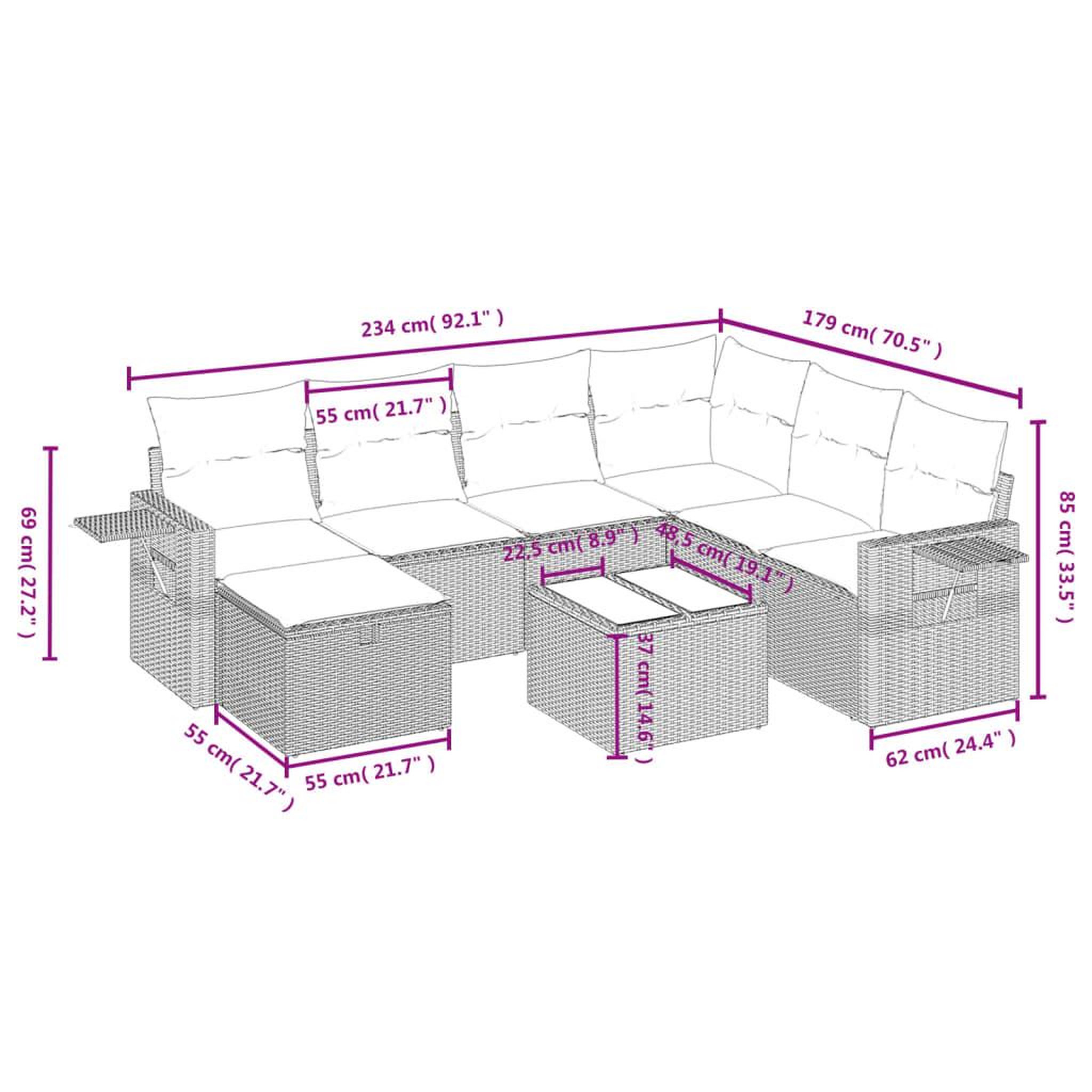Voir la diapositive 4 : VIDAXL Salon de jardin 8 pcs avec coussins noir resine tressee