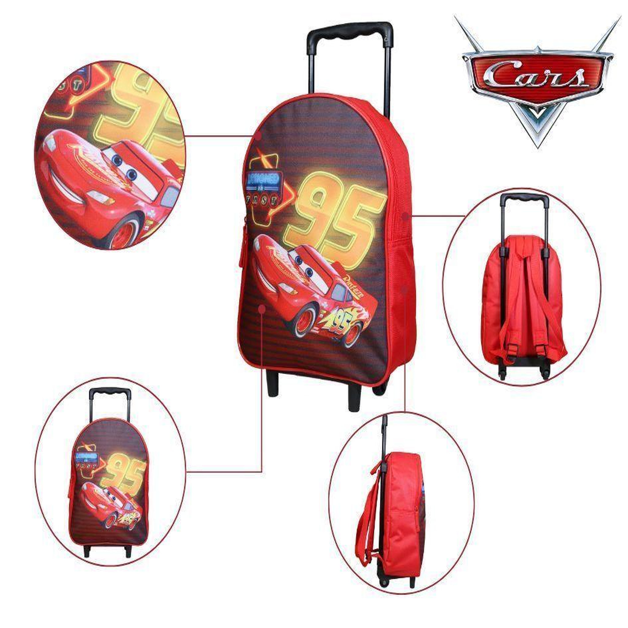 Voir la diapositive 5 : Bagtrotter BAGTROTTER Sac à dos à roulettes 31 cm Disney Cars Rouge