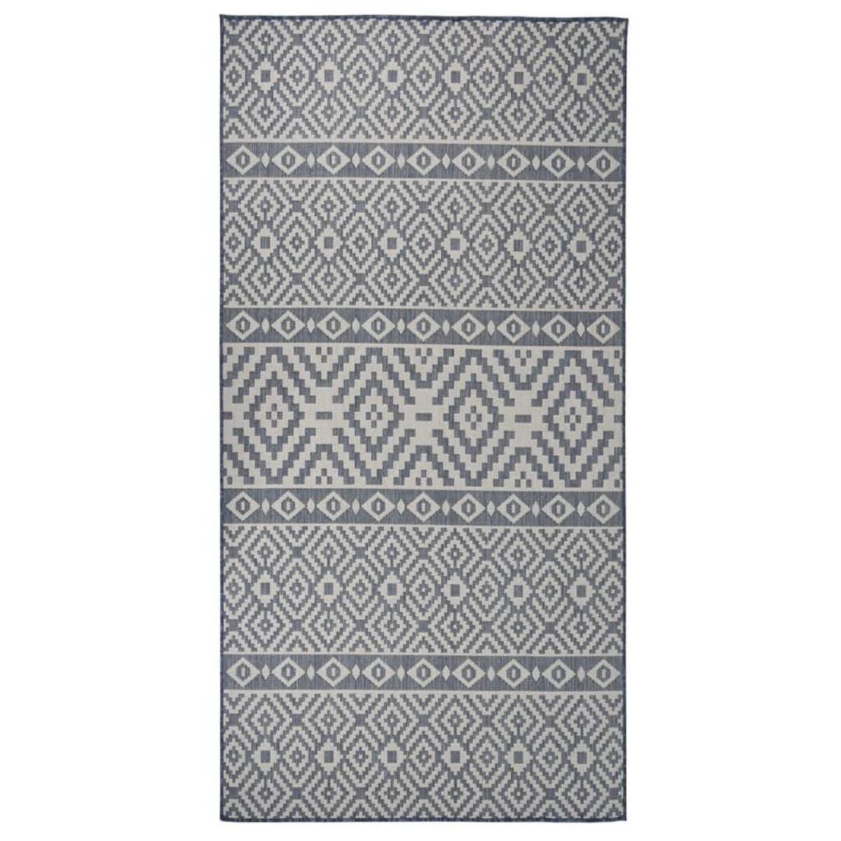 VIDAXL Tapis a tissage plat d'exterieur 100x200 cm Rayures bleues