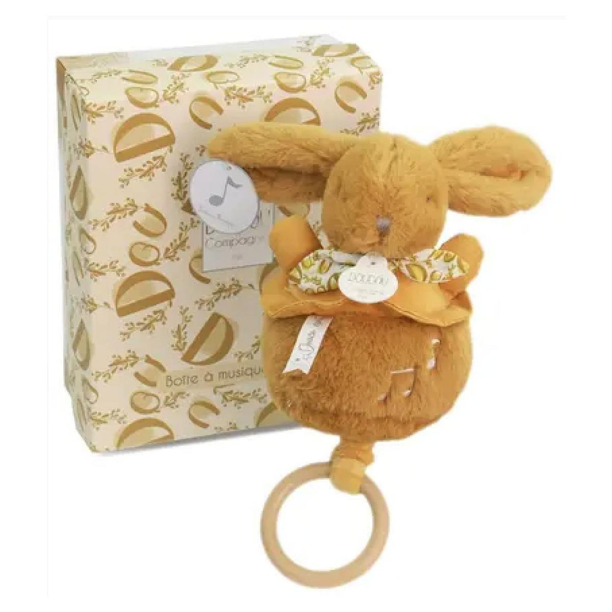 DOUDOU ET COMPAGNIE Lapin doudou - Boite a musique ocre