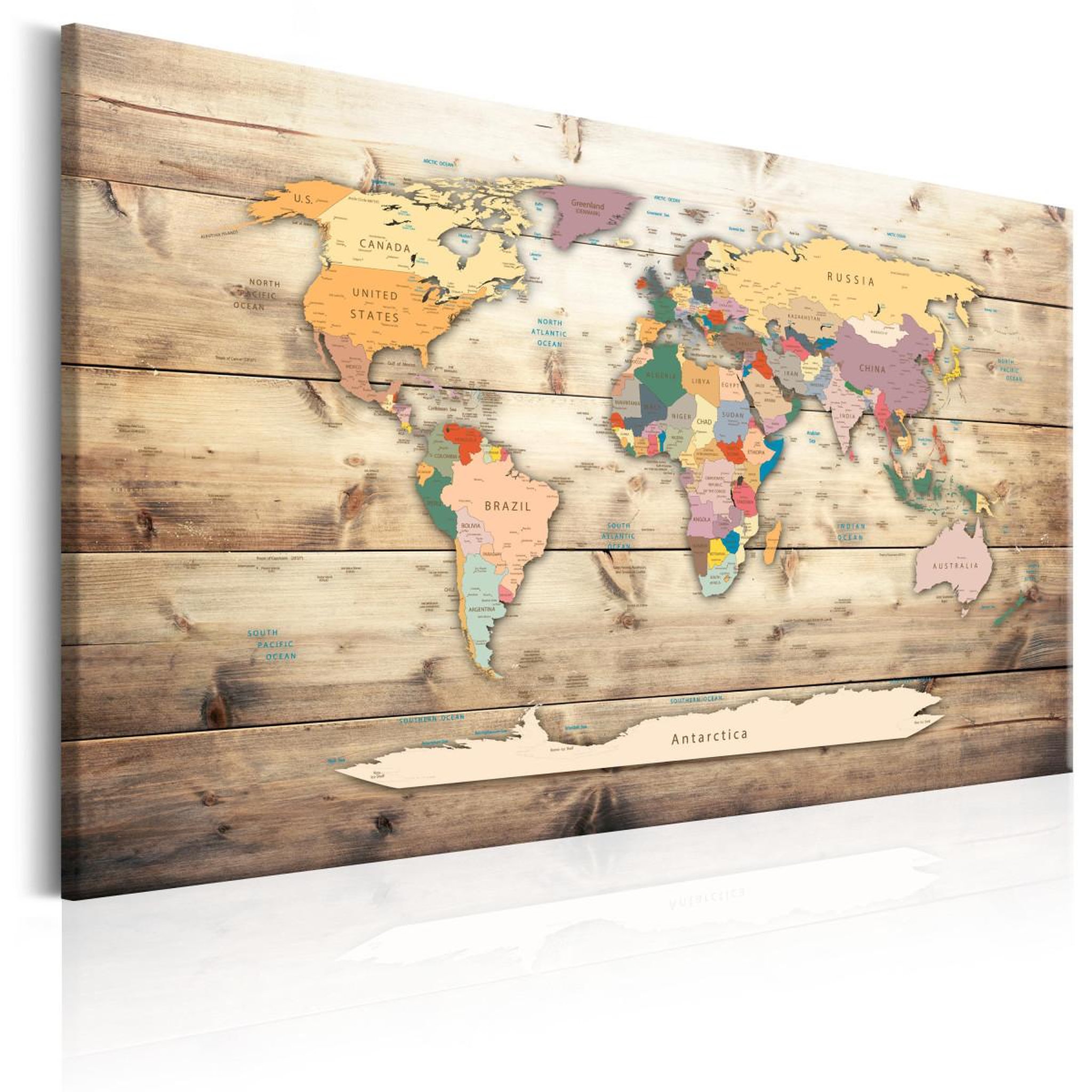 Paris Prix Tableau imprimé  world map : colourful continents. Coloris disponibles : Multicolore