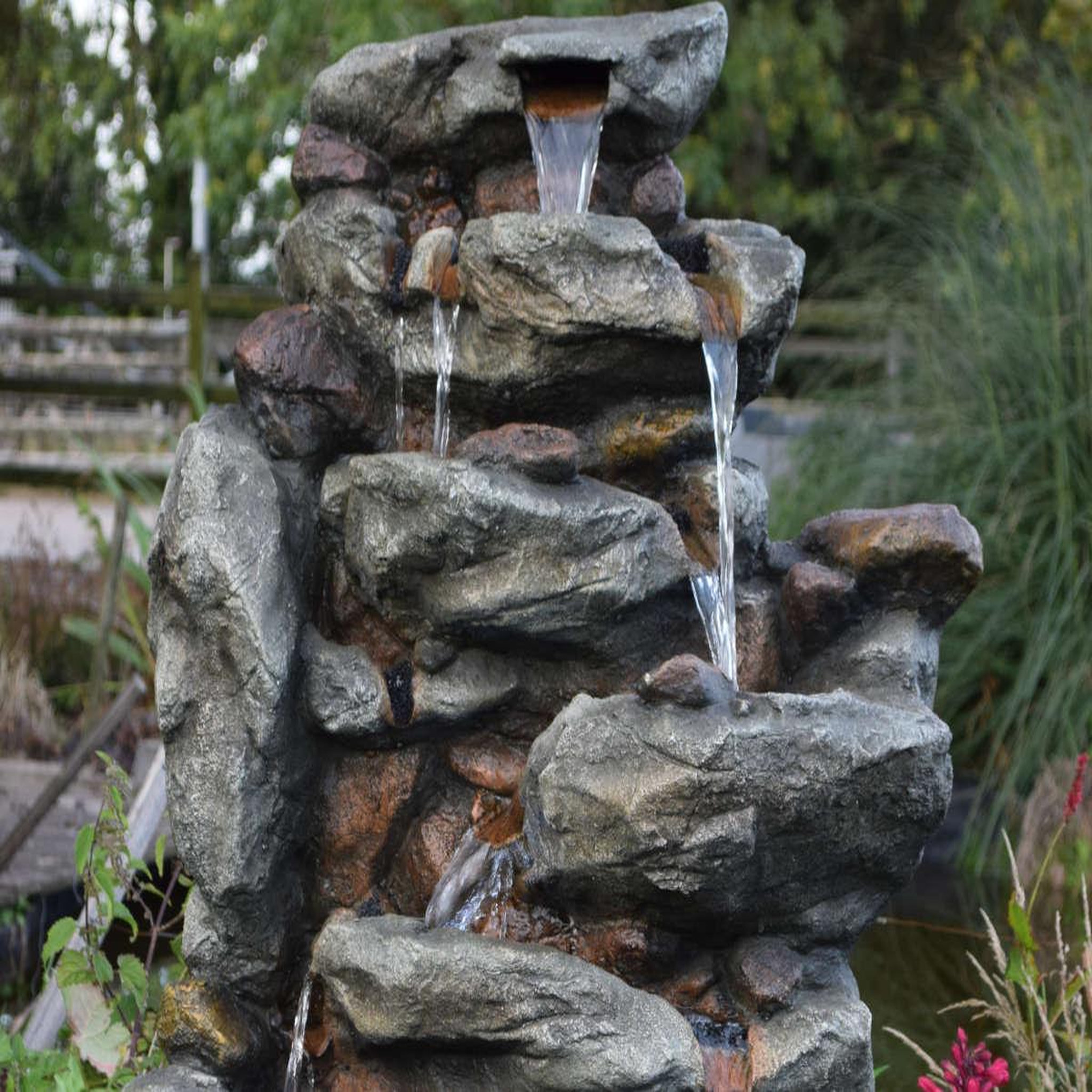 Voir la diapositive 2 : Ubbink Fontaine de jardin Bonorva bloc de rochers avec cascade et éclairage LED - Ubbink