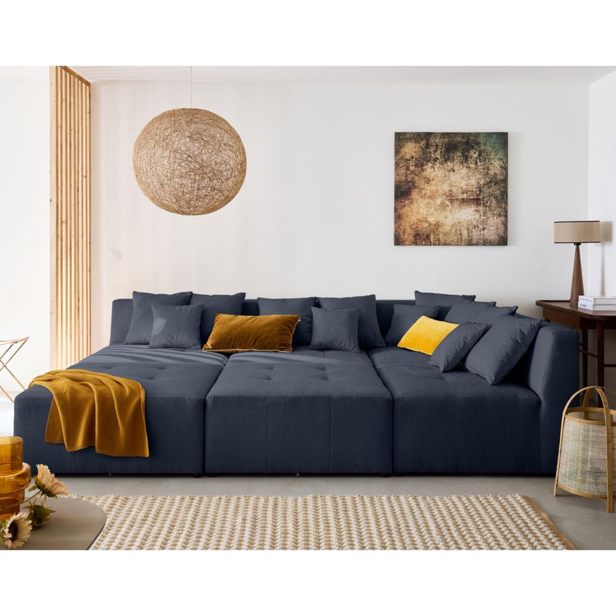 LISA DESIGN Amalfi - canapé modulable panoramique en u - 7 places - en tissu