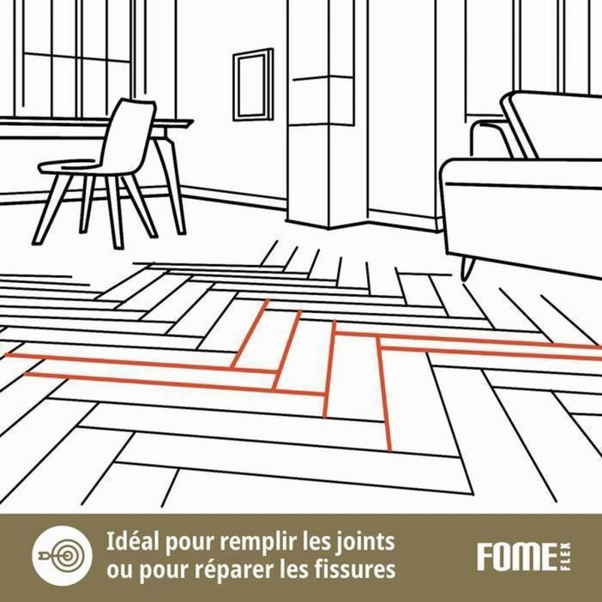 Voir la diapositive 5 : Mastic acrylique monocomposant pour parquet pin à finition satinée, bouche-fentes et joints, ponçable et peintre, sans solvant