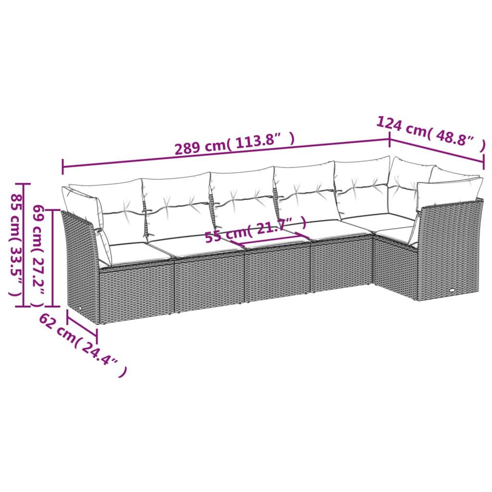 Voir la diapositive 4 : VIDAXL Salon de jardin 6 pcs avec coussins gris clair resine tressee
