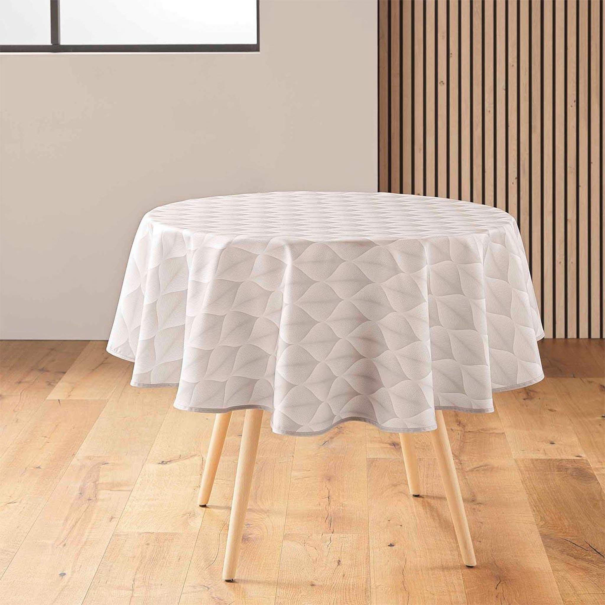 Douceur d'Intérieur Nappe ronde antitache imprimé  kalini  180cm naturel