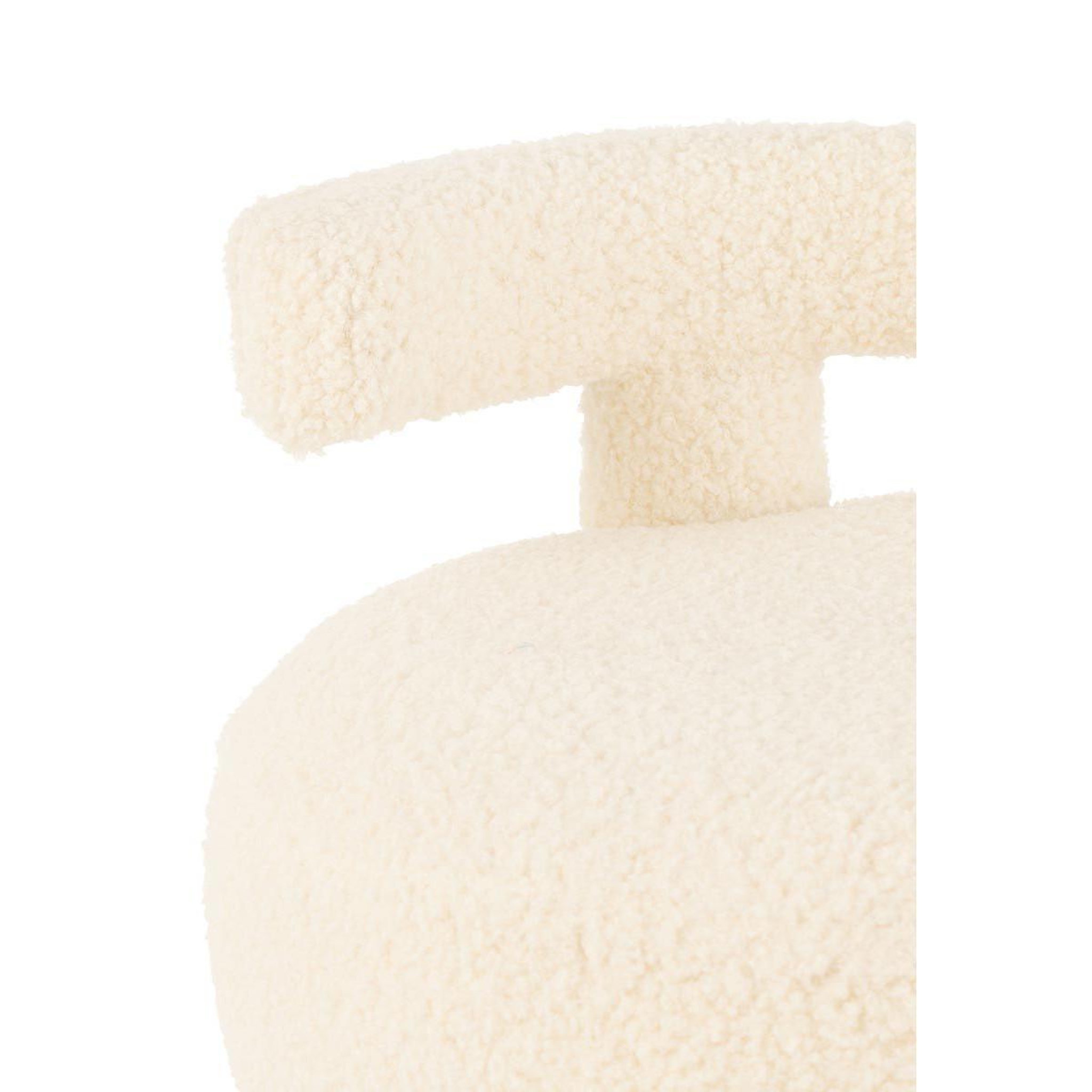 Voir la diapositive 4 : J-LINE Pouf design avec dossier  bouclette  52cm blanc
