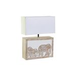 MARKET24 Lampe de bureau DKD Home Decor Blanc Marron Bois de manguier 50 W 220 V 33 x 12 x 41 cm