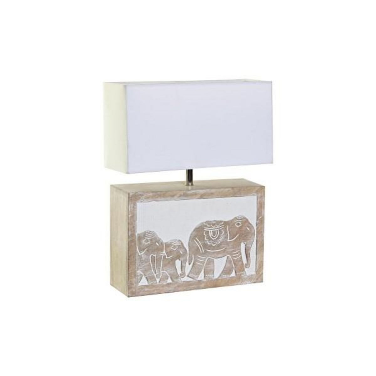 MARKET24 Lampe de bureau DKD Home Decor Blanc Marron Bois de manguier 50 W 220 V 33 x 12 x 41 cm