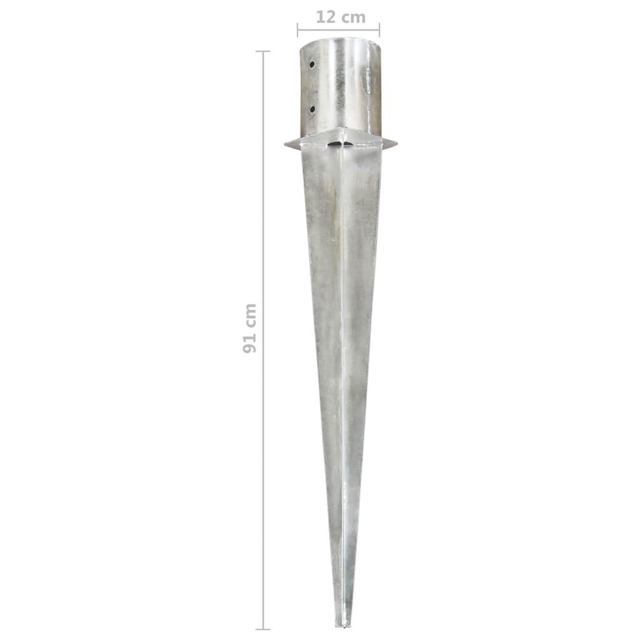 Voir la diapositive 6 : VIDAXL Piquets au sol 2 pcs Argente 12x91 cm Acier galvanise