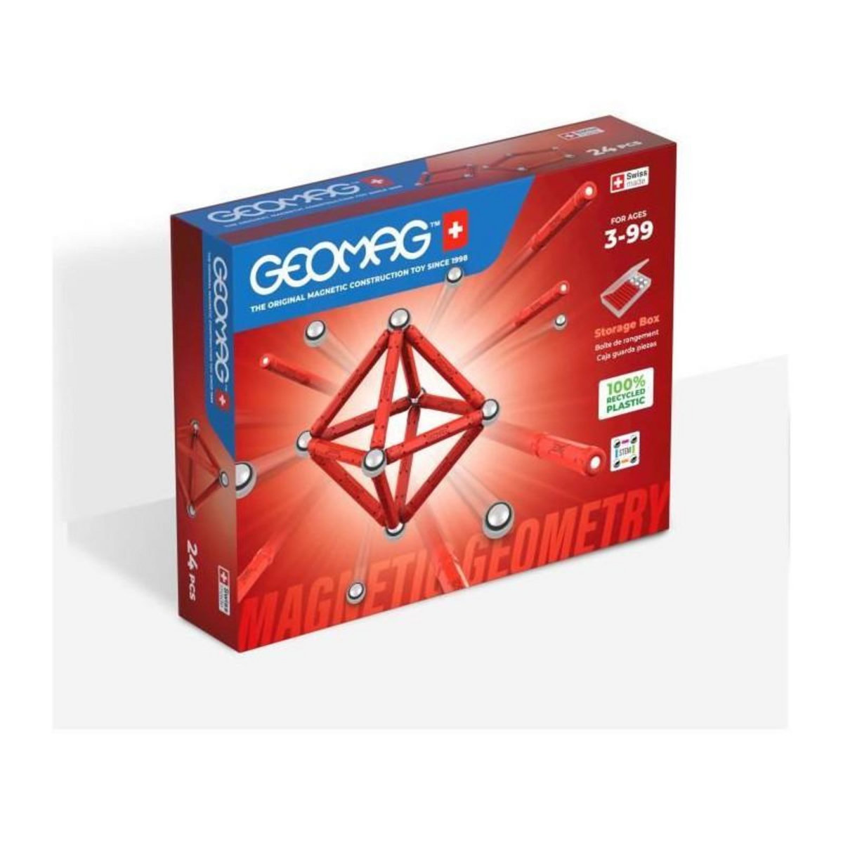 Geomag Jeu de construction magnétique - GEOMAG - Classic Recycled Magnetic Geometry 24 pieces - Géométrie - 3D - Éducatif