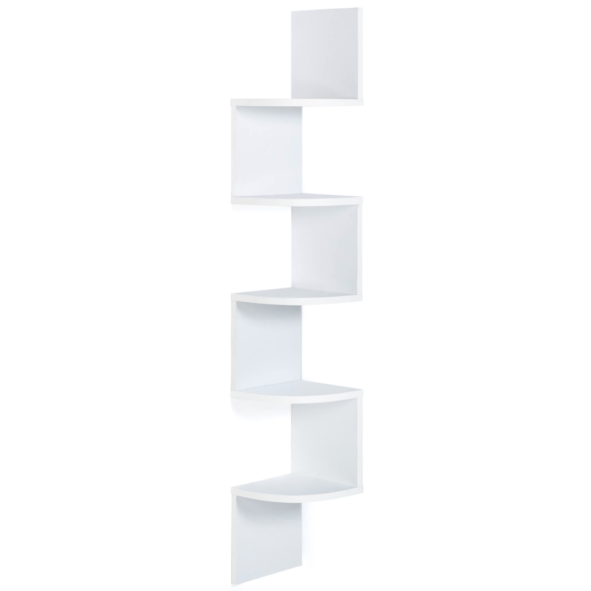 Voir la diapositive 3 : ID MARKET Etagère murale d'angle isa 5 niveaux blanche