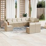 VIDAXL Salon de jardin avec coussins 10 pcs beige resine tressee