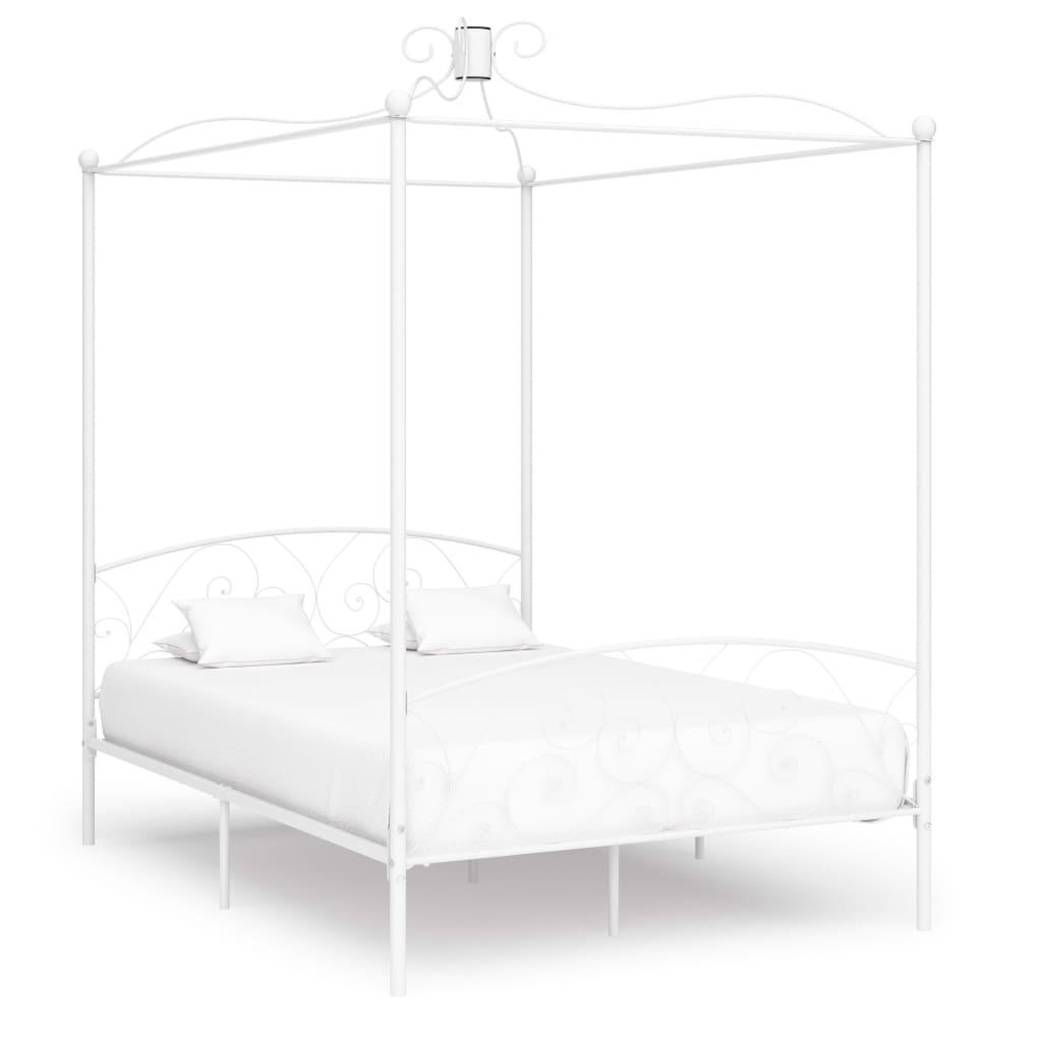Voir la diapositive 1 : VIDAXL Cadre de lit a baldaquin Blanc Metal 120 x 200 cm