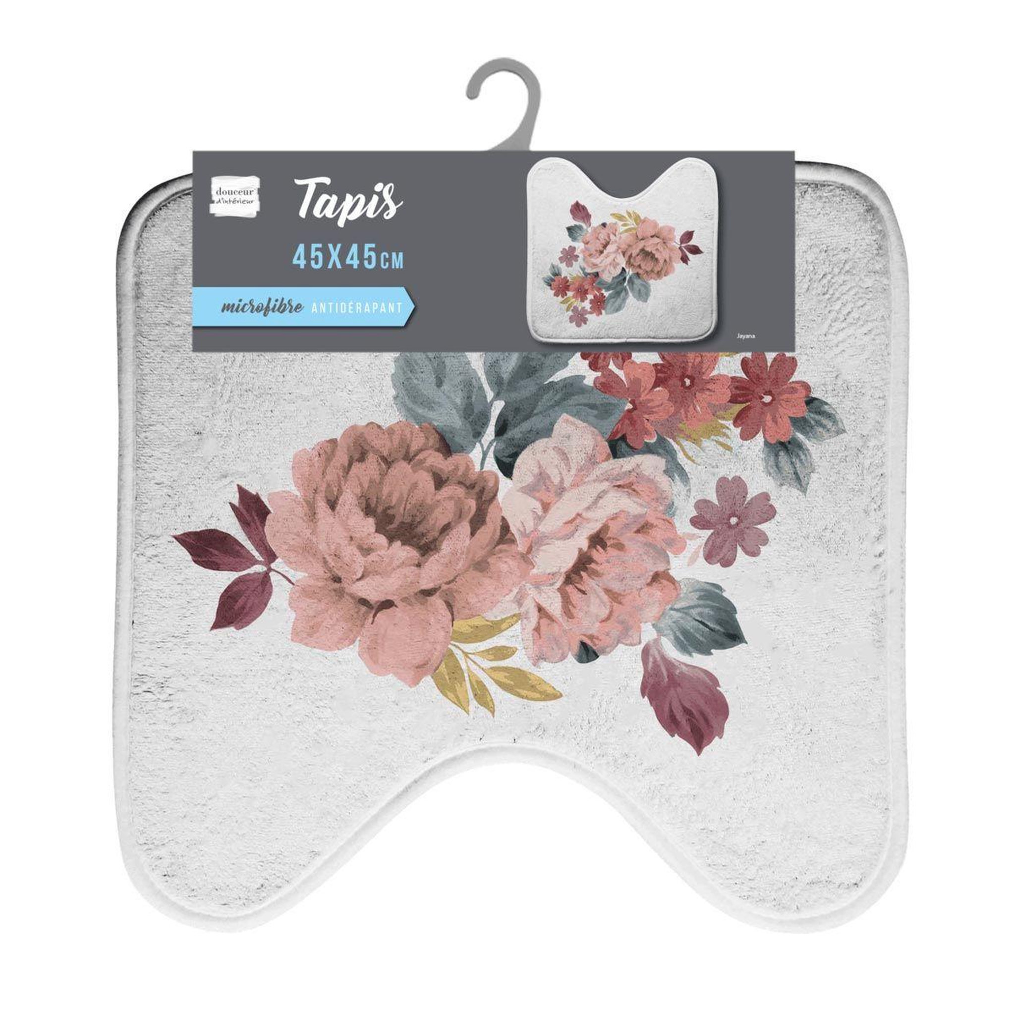 Voir la diapositive 2 : Douceur d'Intérieur Tapis contour wc imprimé  jayana  45x45cm blanc