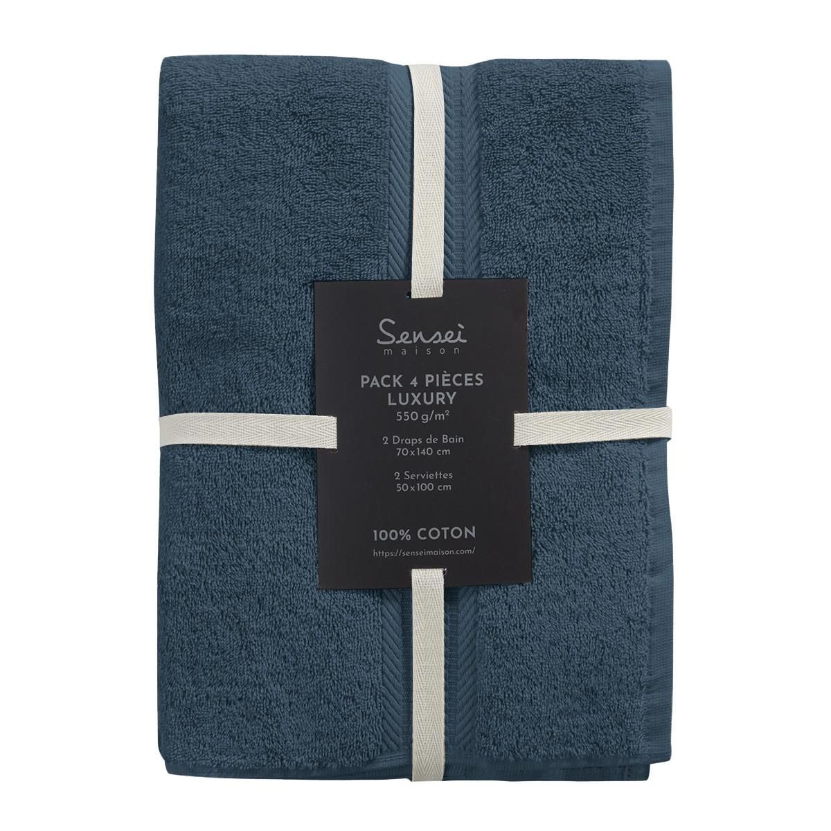Sensei Maison Ensemble de bain 4 pièces (2 draps de bain + 2 serviettes de toilette) LUXURY