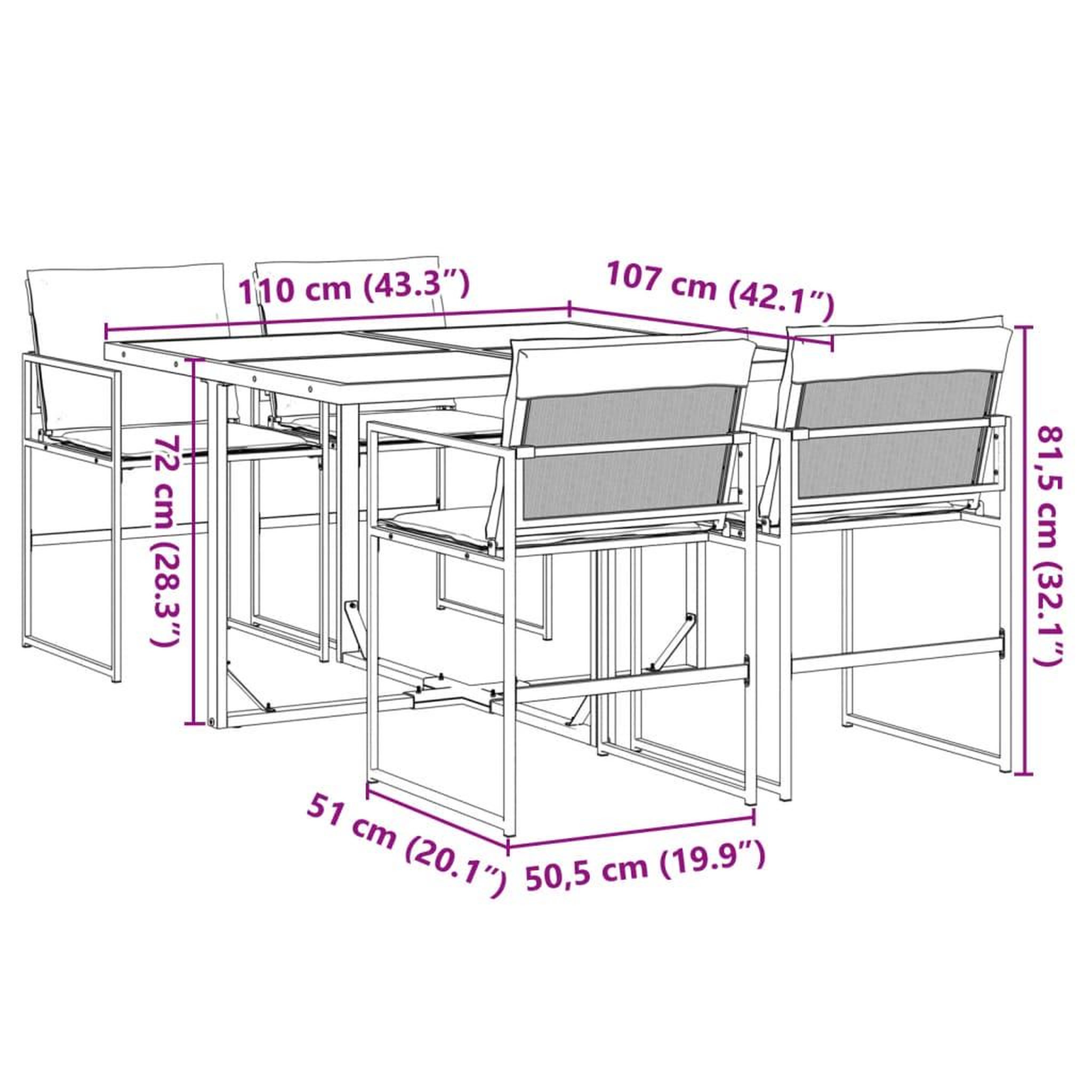 Voir la diapositive 6 : VIDAXL Ensemble a manger de jardin avec coussins 5 pcs noir textilene