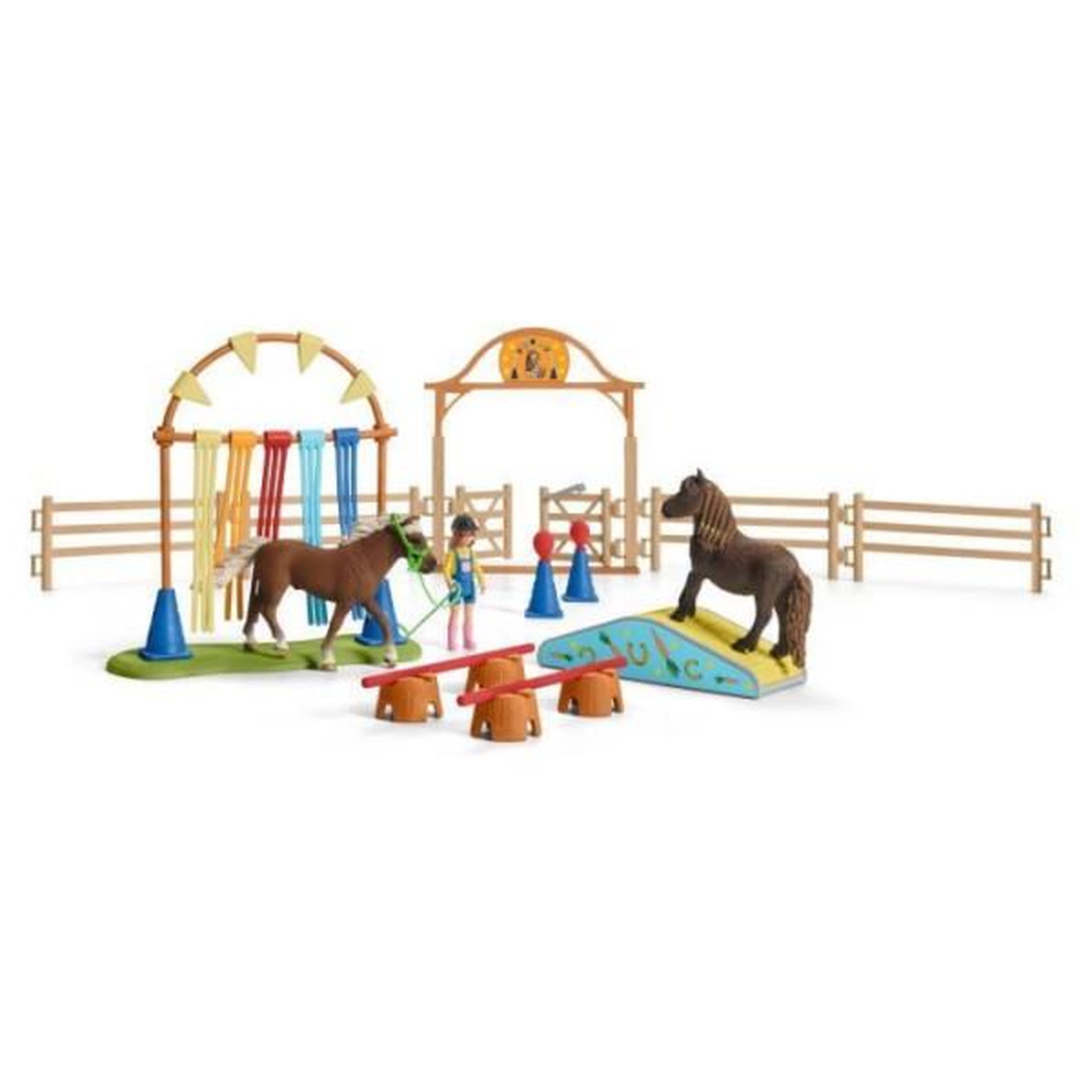 Voir la diapositive 2 : Schleich Coffret d'entraînement agilité équestre avec cheval schleich, dresseur et accessoires - ensemble équestre de 41 pieces - cad