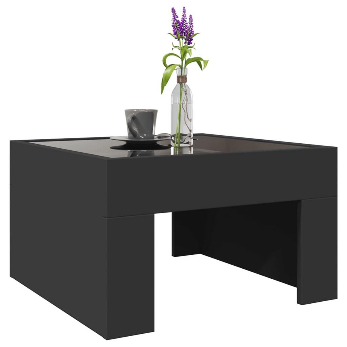 VIDAXL Table basse avec LED infini noir 50x50x30 cm
