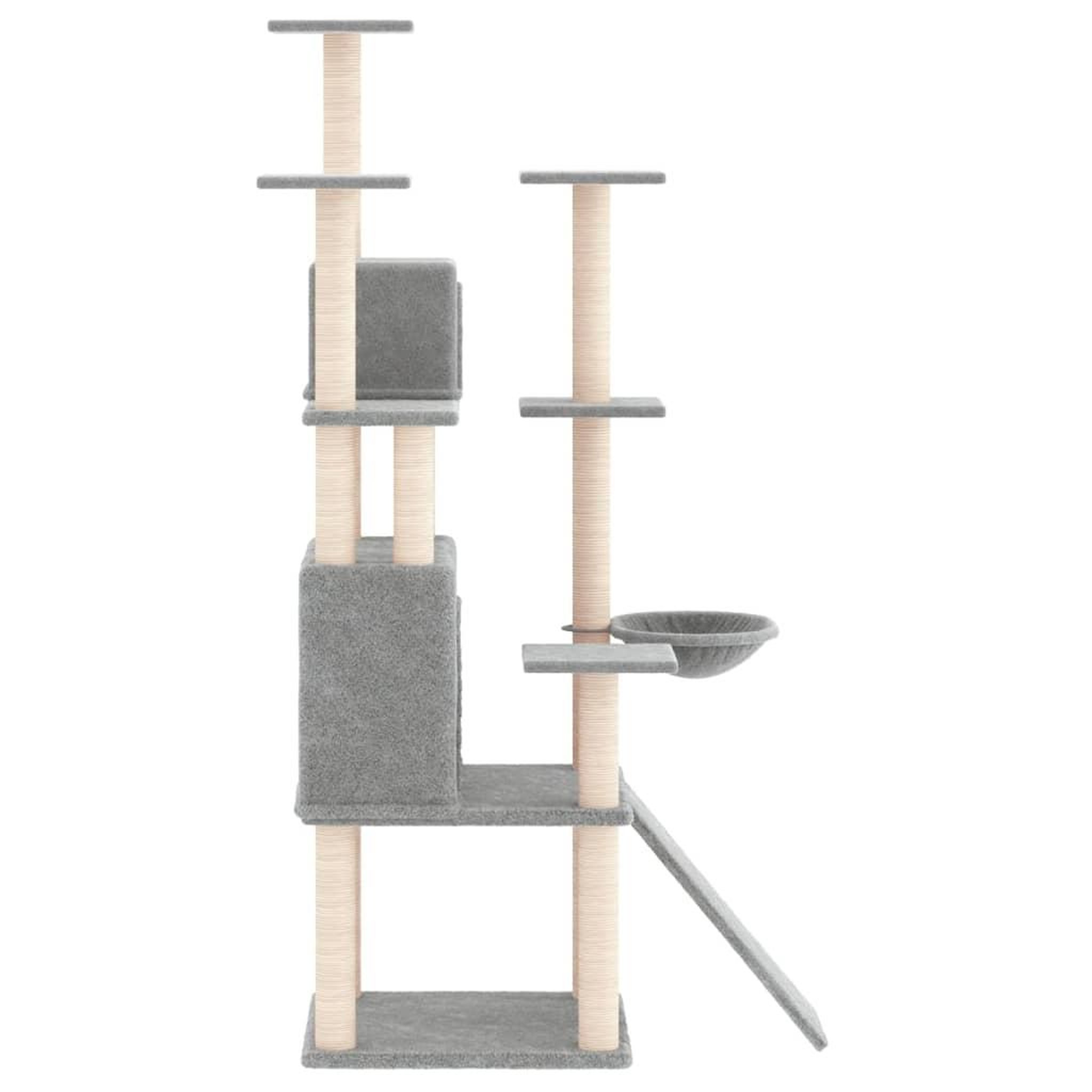 Voir la diapositive 4 : VIDAXL Arbre a chat avec griffoirs en sisal Gris clair 154 cm