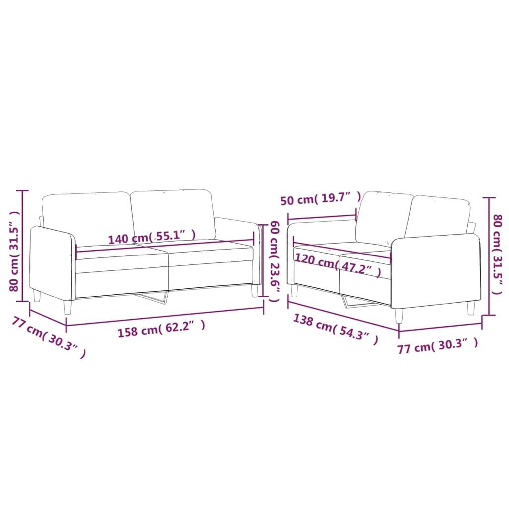 Voir la diapositive 6 : VIDAXL Ensemble de canapes 2 pcs avec coussins Taupe Tissu