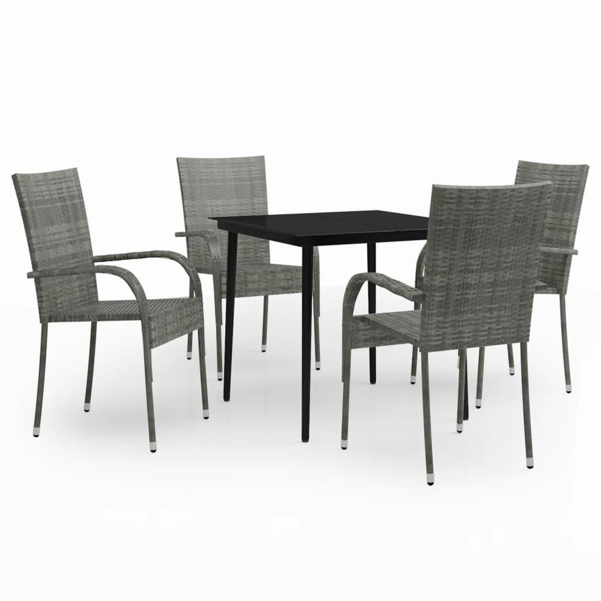 Voir la diapositive 2 : VIDAXL Ensemble a manger de jardin 5 pcs Gris et noir
