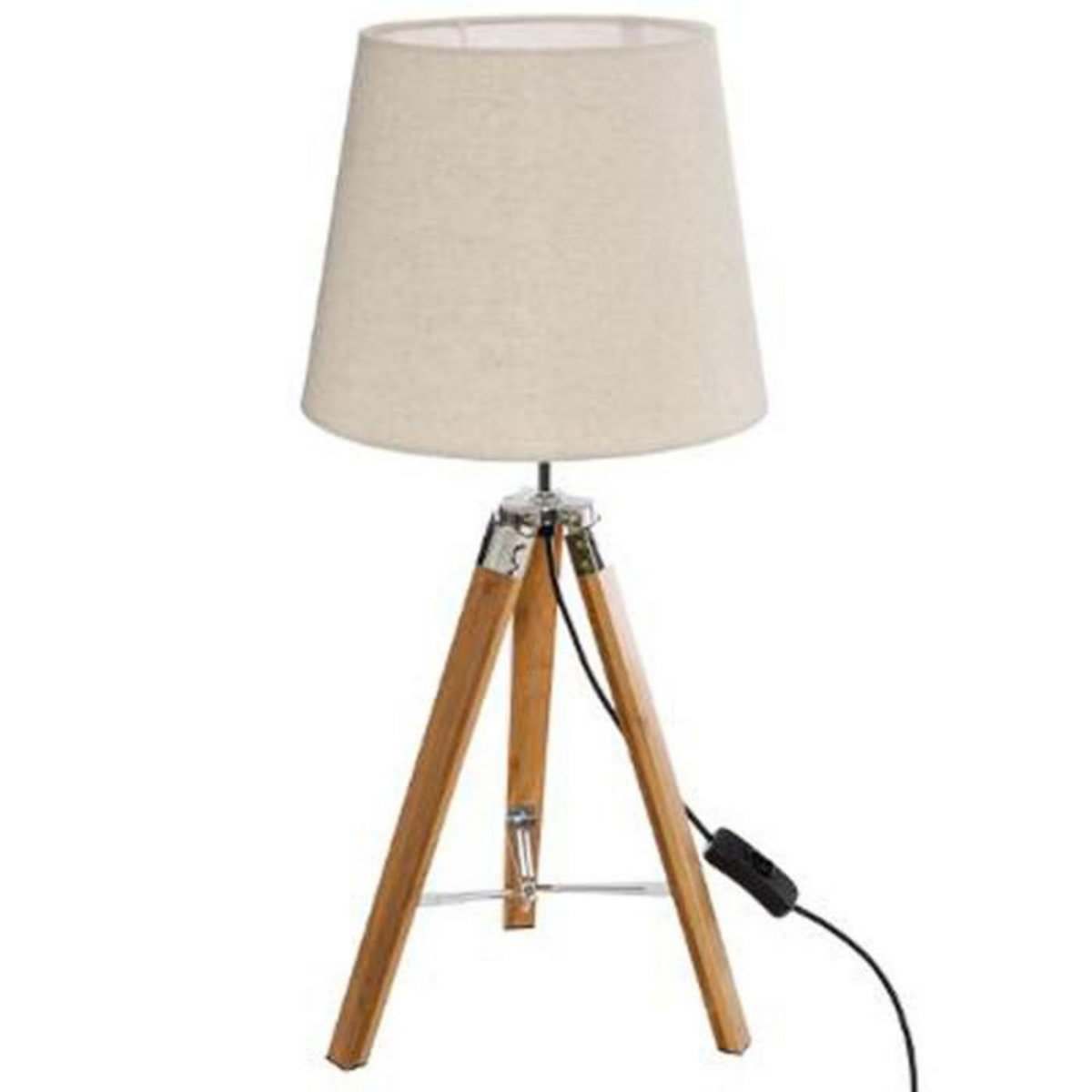 ATMOSPHERA Lampe à Poser Trépied en Bois  Runo  58cm Naturel