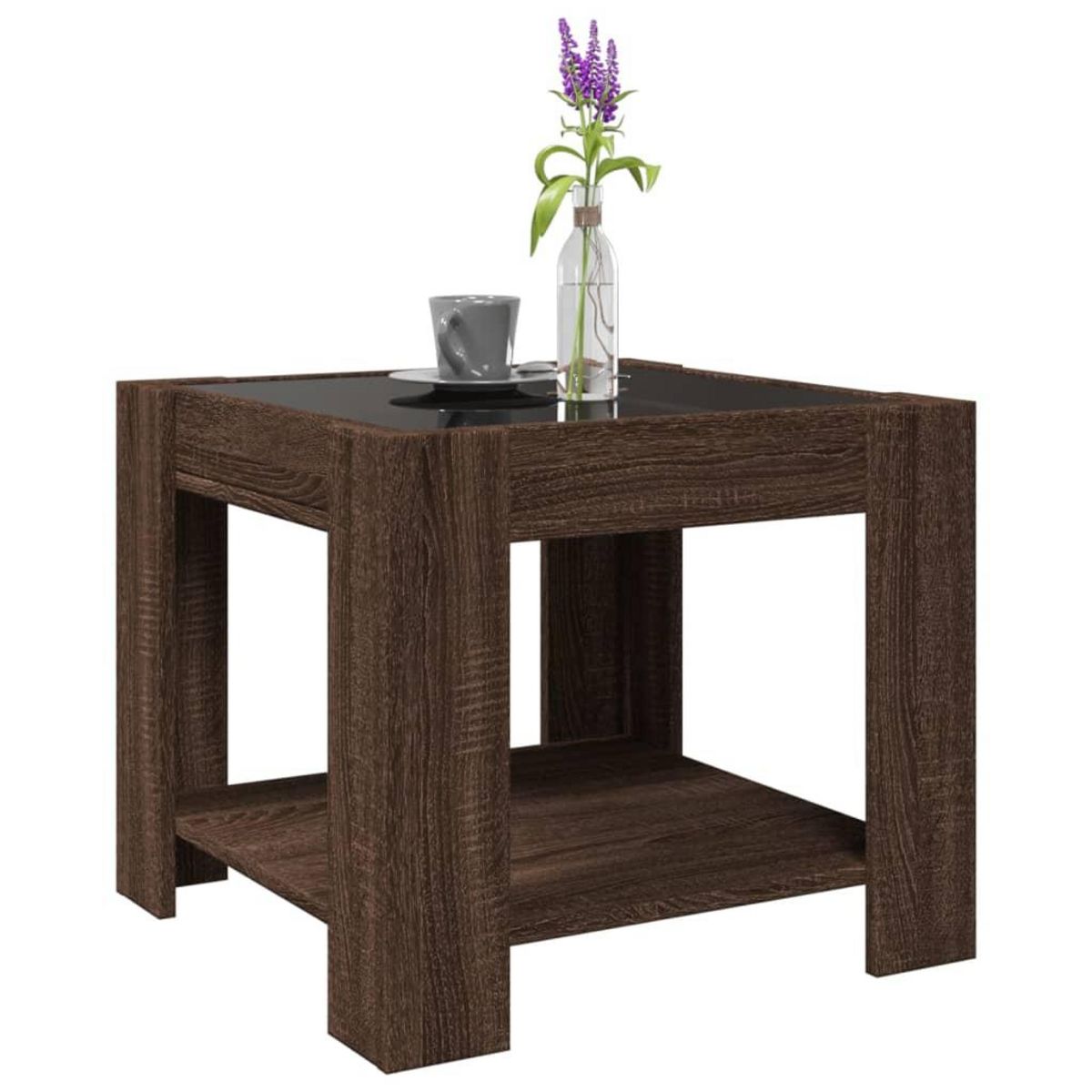 VIDAXL Table basse avec LED chene marron 53x53x45 cm bois d'ingenierie