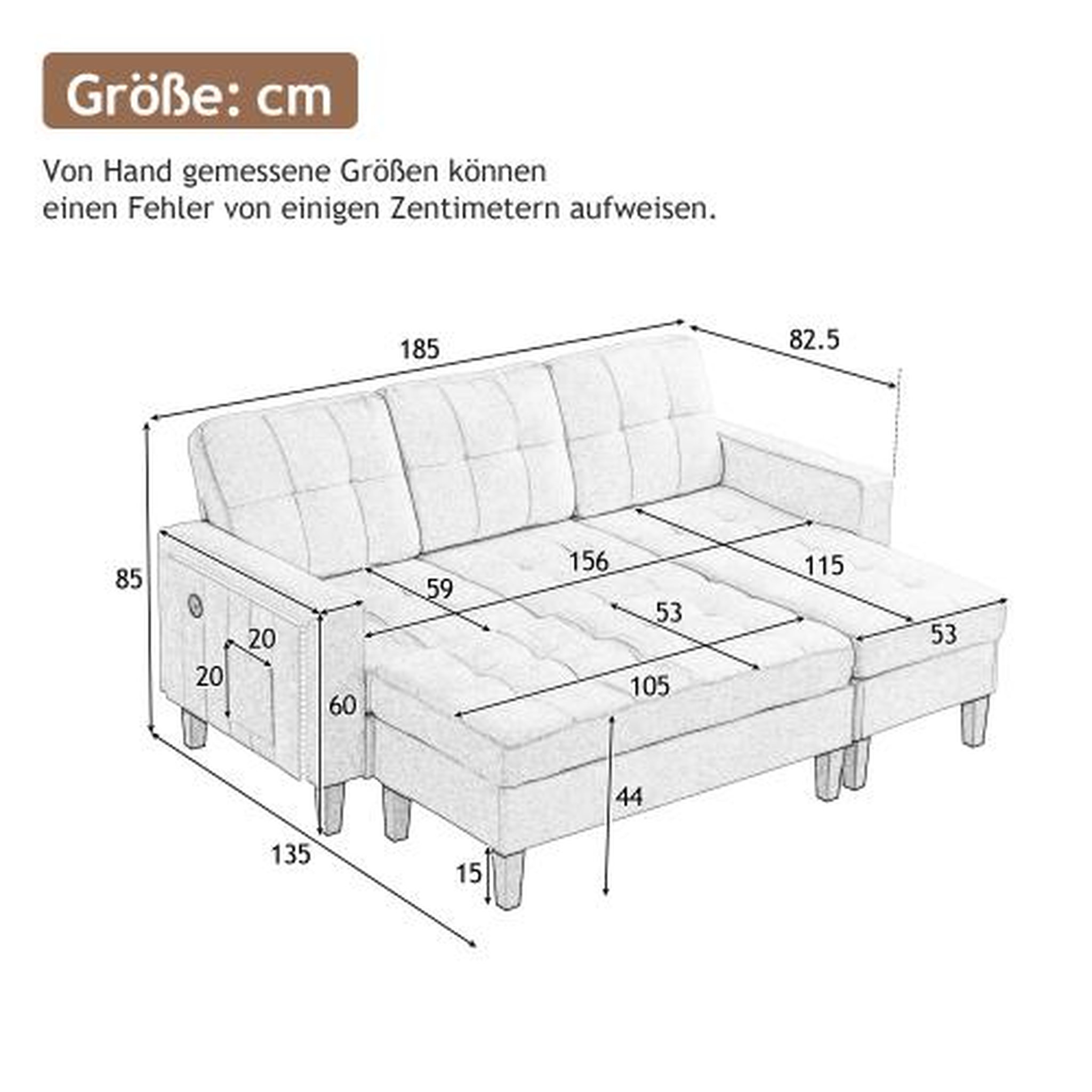 Voir la diapositive 3 : MERAX Canapé d'angle droit fixe 3 places tissu led