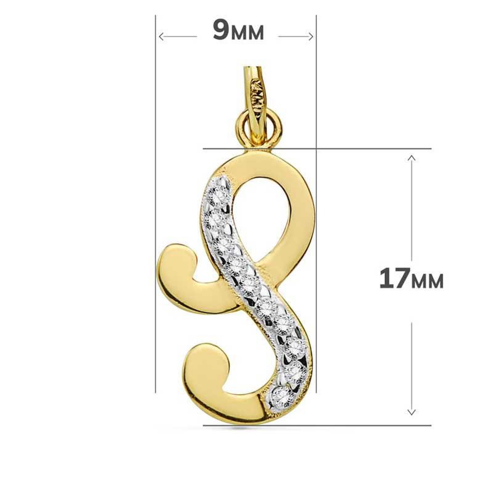 Voir la diapositive 3 : L'ATELIER D'AZUR Pendentif Or 18 Carats 750 Jaune Serti de Zirconiums - Initiale Lettre  S  - Chaine Offerte