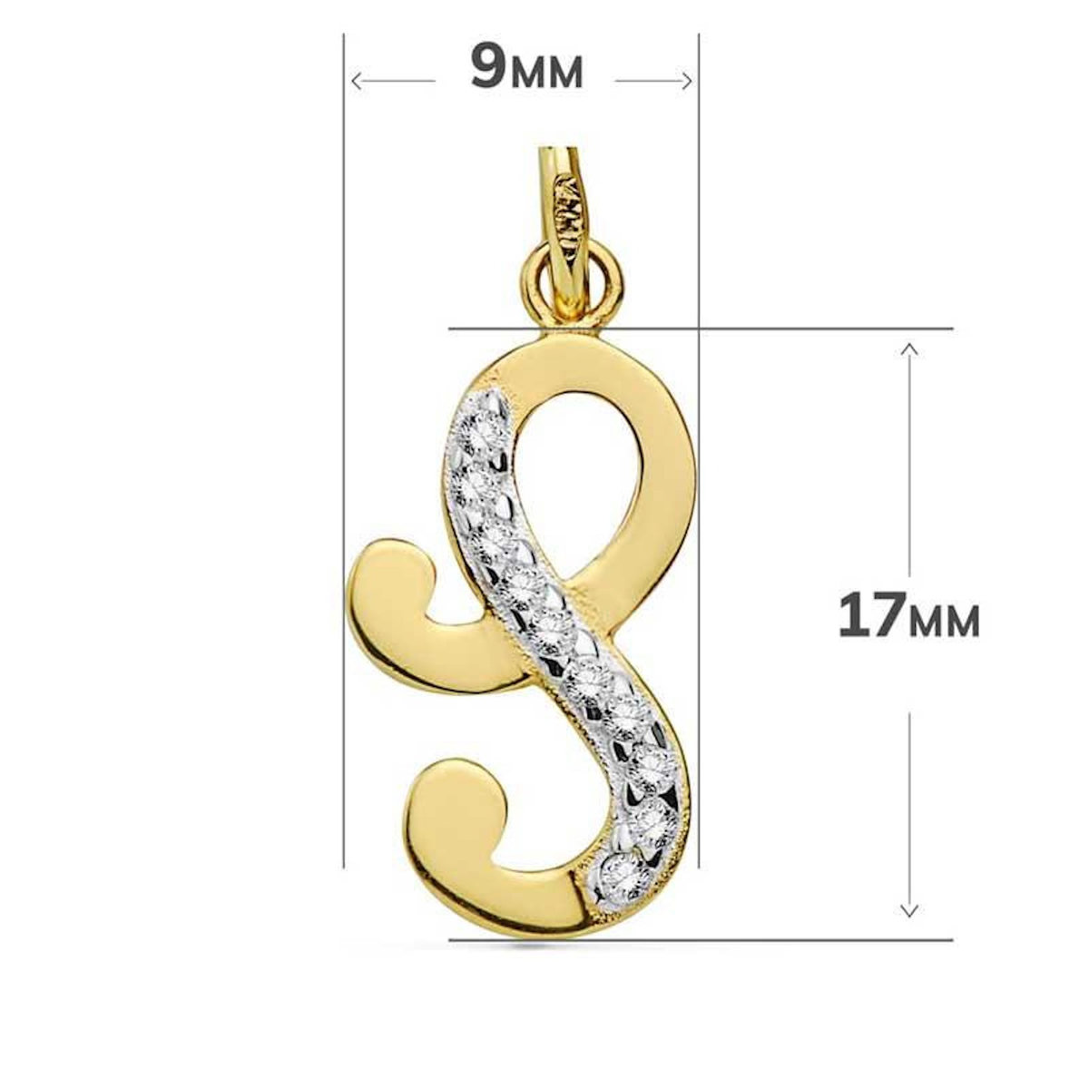 L'ATELIER D'AZUR Pendentif Or 18 Carats 750 Jaune Serti de Zirconiums - Initiale Lettre  S  - Chaine Offerte