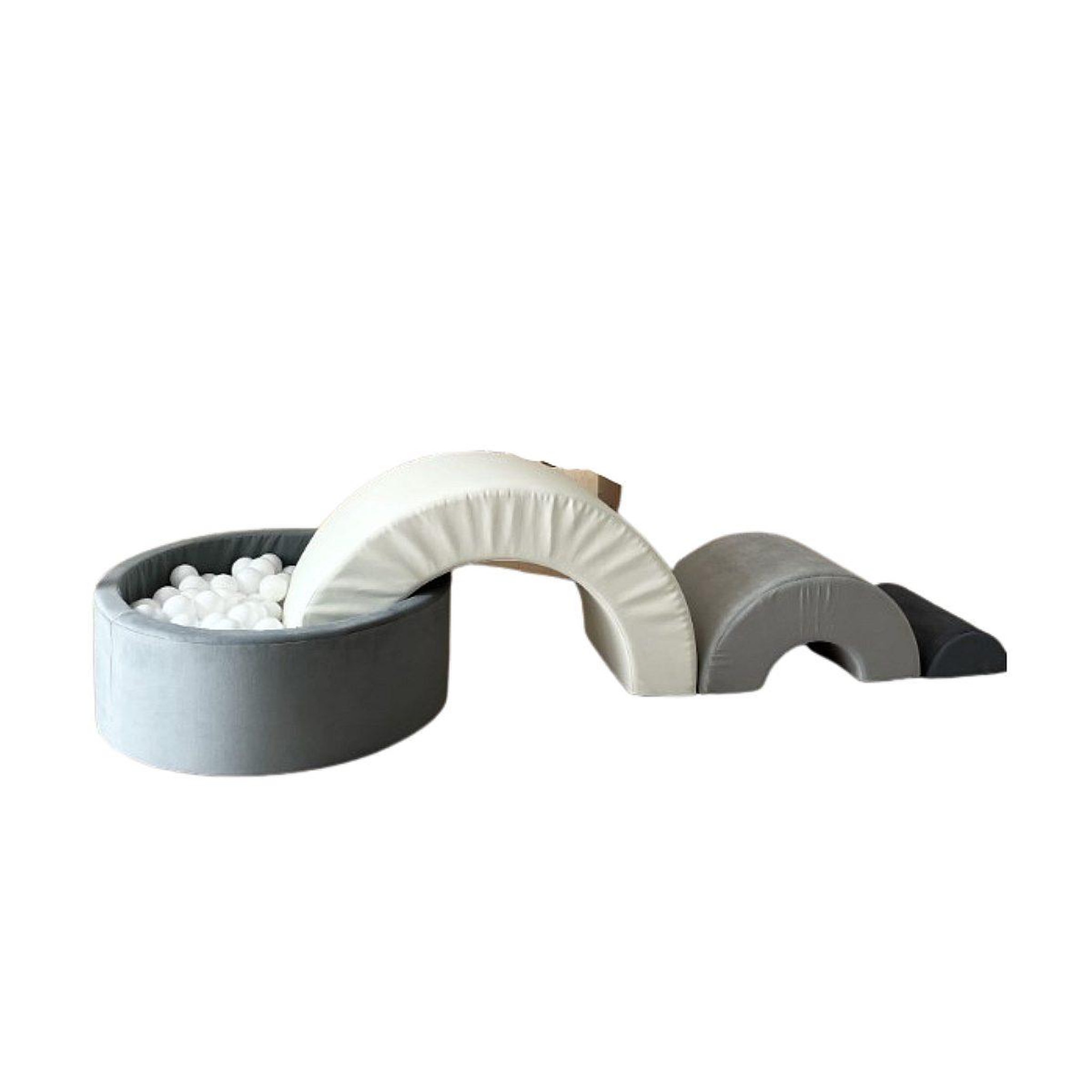MONIO FOR KIDS Piscine à balles arc-en-ciel en mousse trinity grise + 150 balles