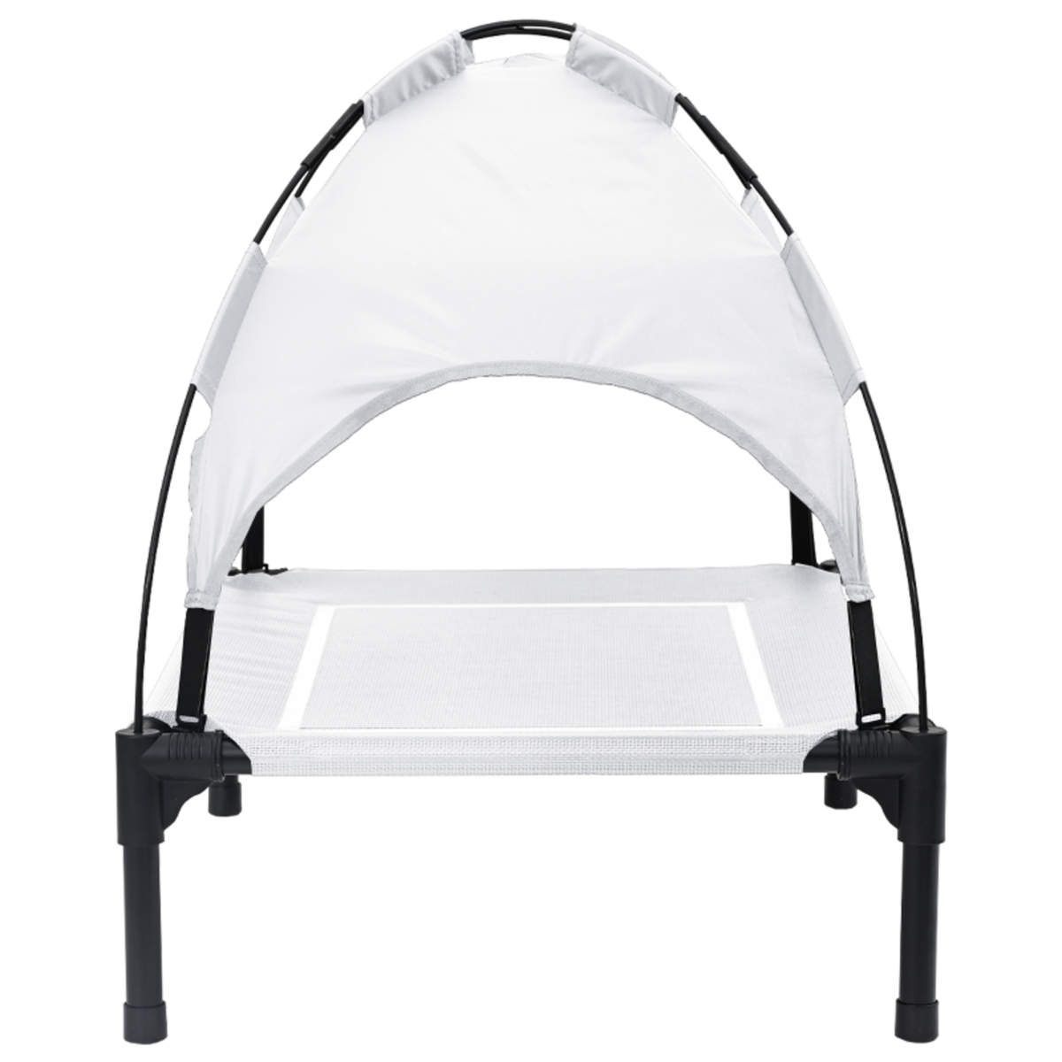 VIDAXL Lit chien surélevé avec toit amovible gris argenté M acier