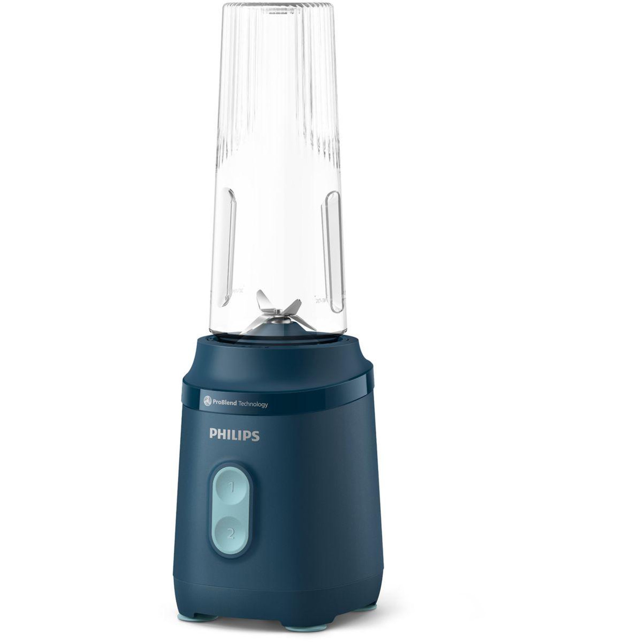 Philips Blender hr2672/02 blender mixeur bleu série 3000, x2 gourdes blend & go 0.6l, 350w