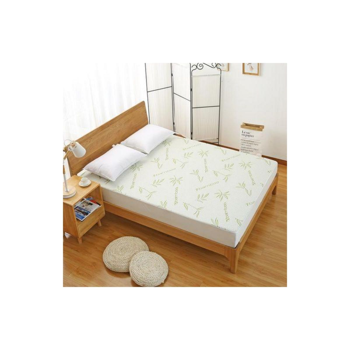 UNIVERS DECOR Protège matelas  Bambou  imperméable 120 x 190 cm bonnet 35 cm