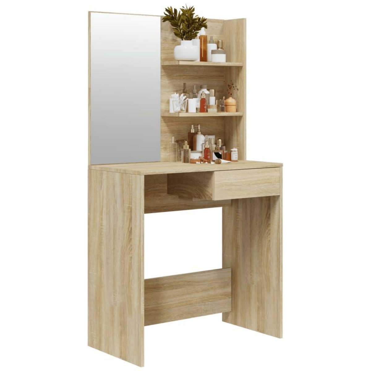 VIDAXL Coiffeuse avec miroir Chene sonoma 74,5x40x141 cm