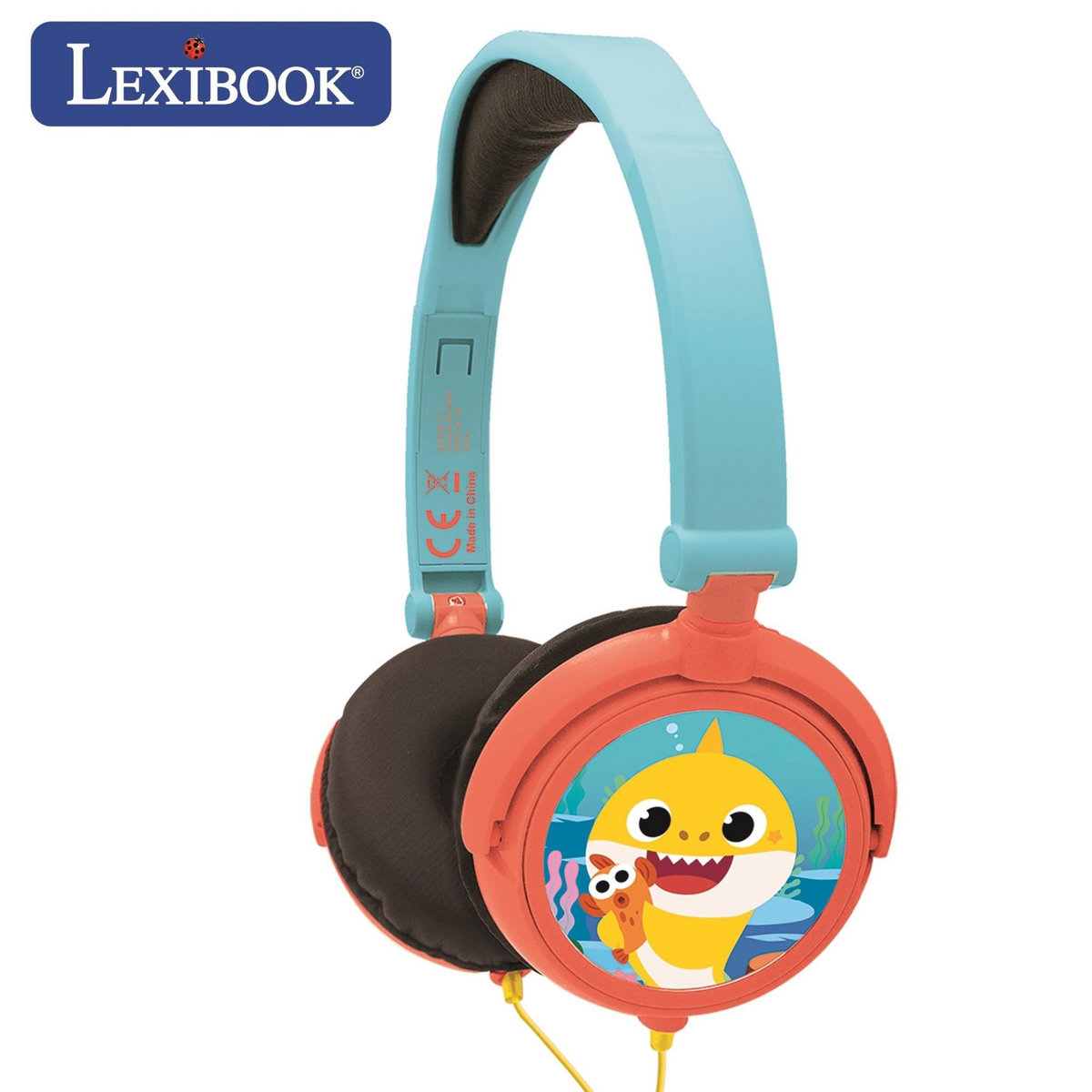 Lexibook Casque stéréo filaire pliable Baby Shark avec limitation de volume d'écoute
