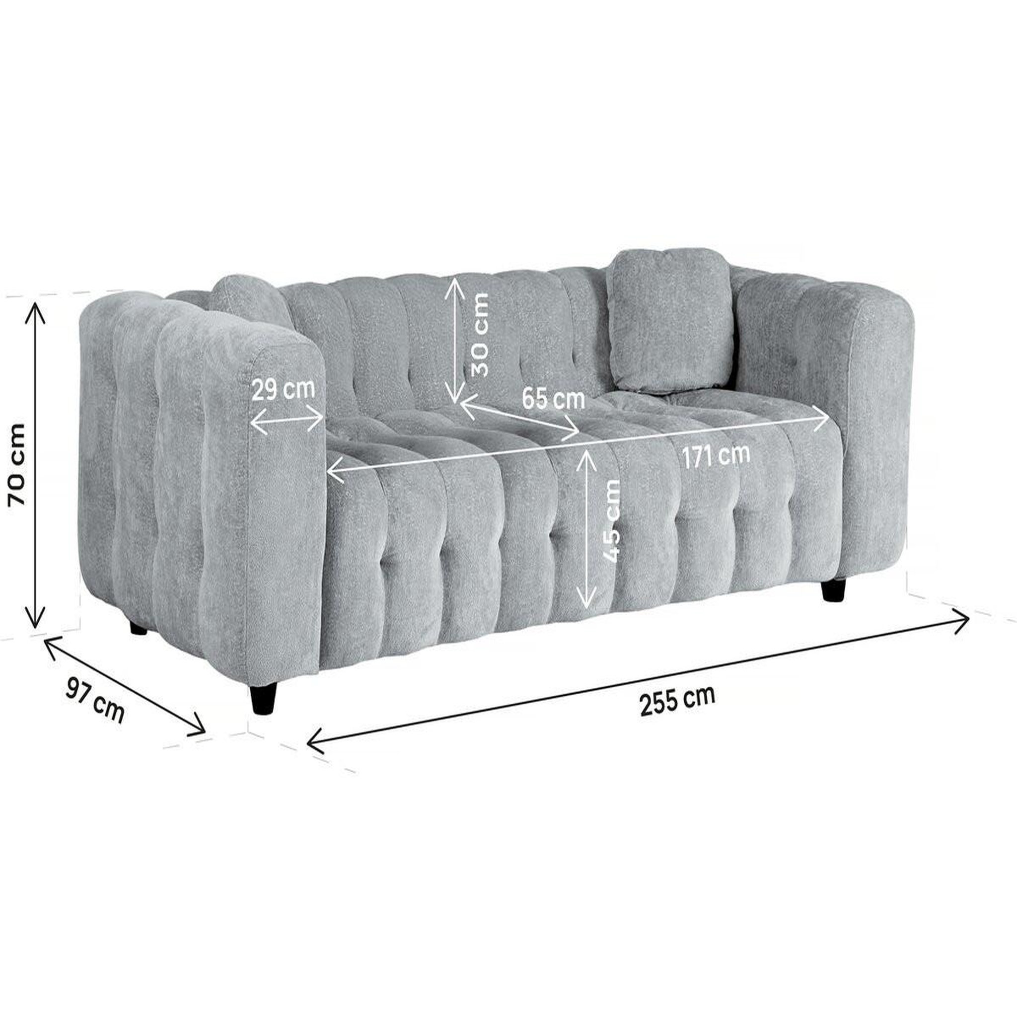 Voir la diapositive 3 : Habitat et Jardin Canapé droit en tissu chenille  vendome  - 3 places - gris