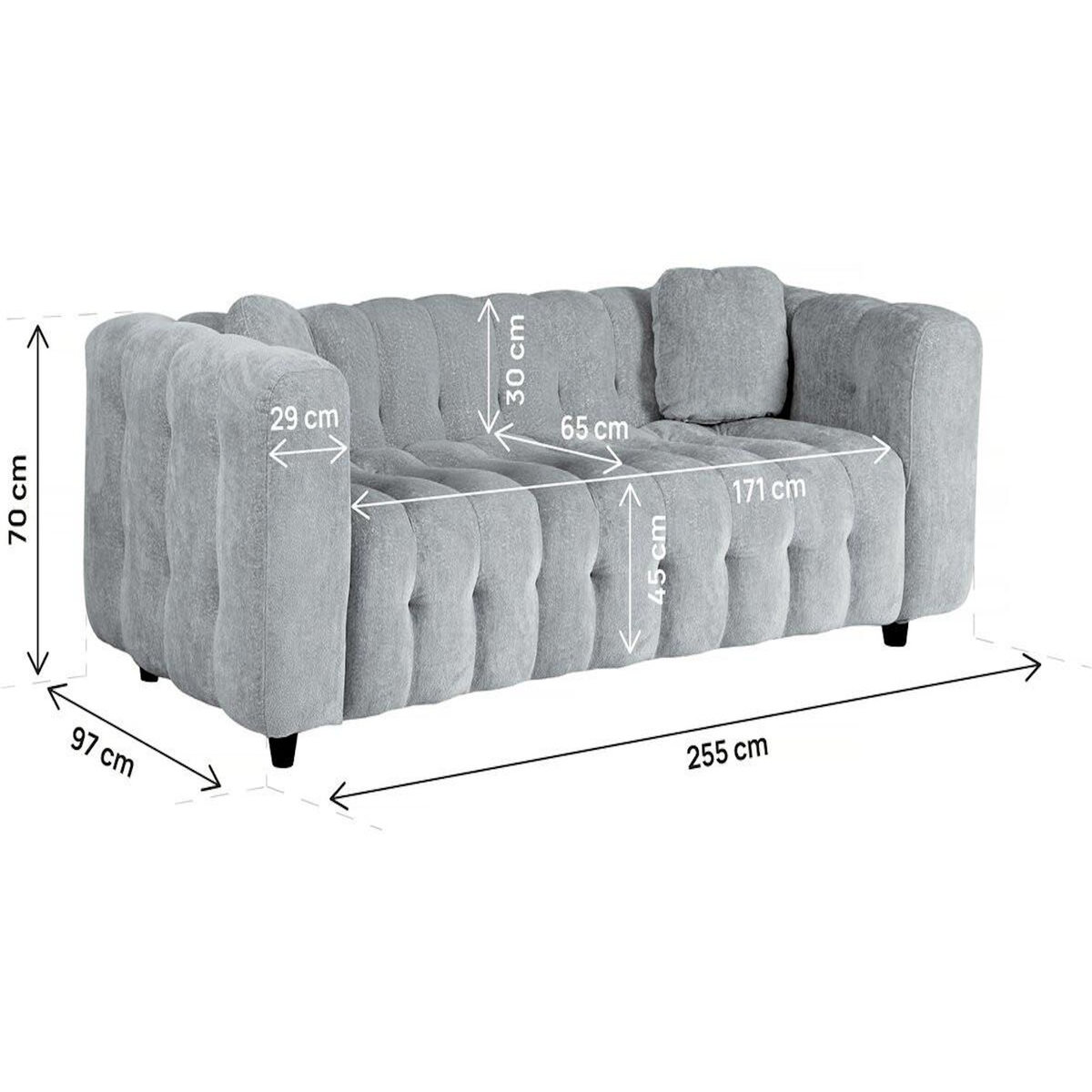 Habitat et Jardin Canapé droit en tissu chenille  Vendome  - 3 places - Gris