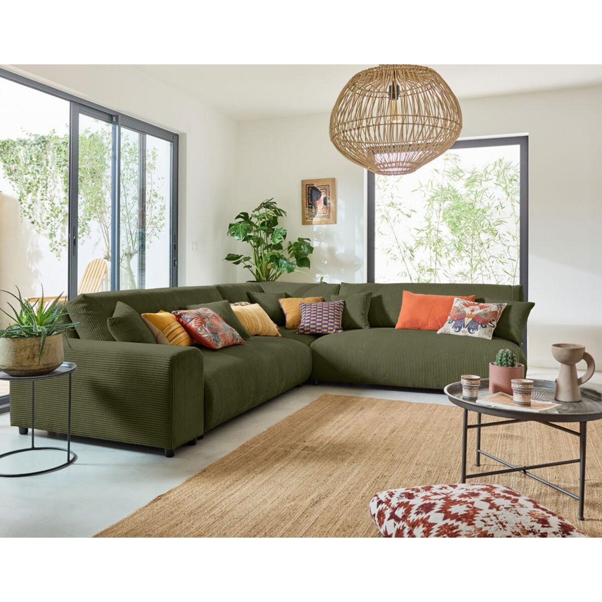 LISA DESIGN Garance - canapé modulable d'angle droit - 6 places - en velours côtelé