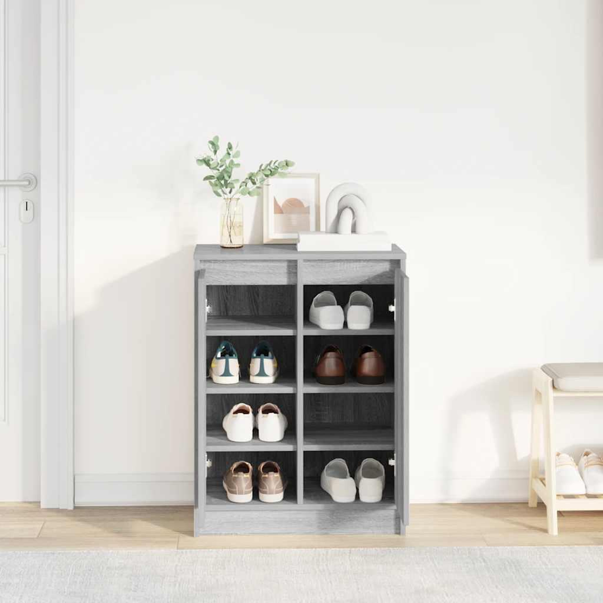 Voir la diapositive 3 : VIDAXL Armoire a chaussures sonoma gris 57x34x76 cm bois d'ingenierie